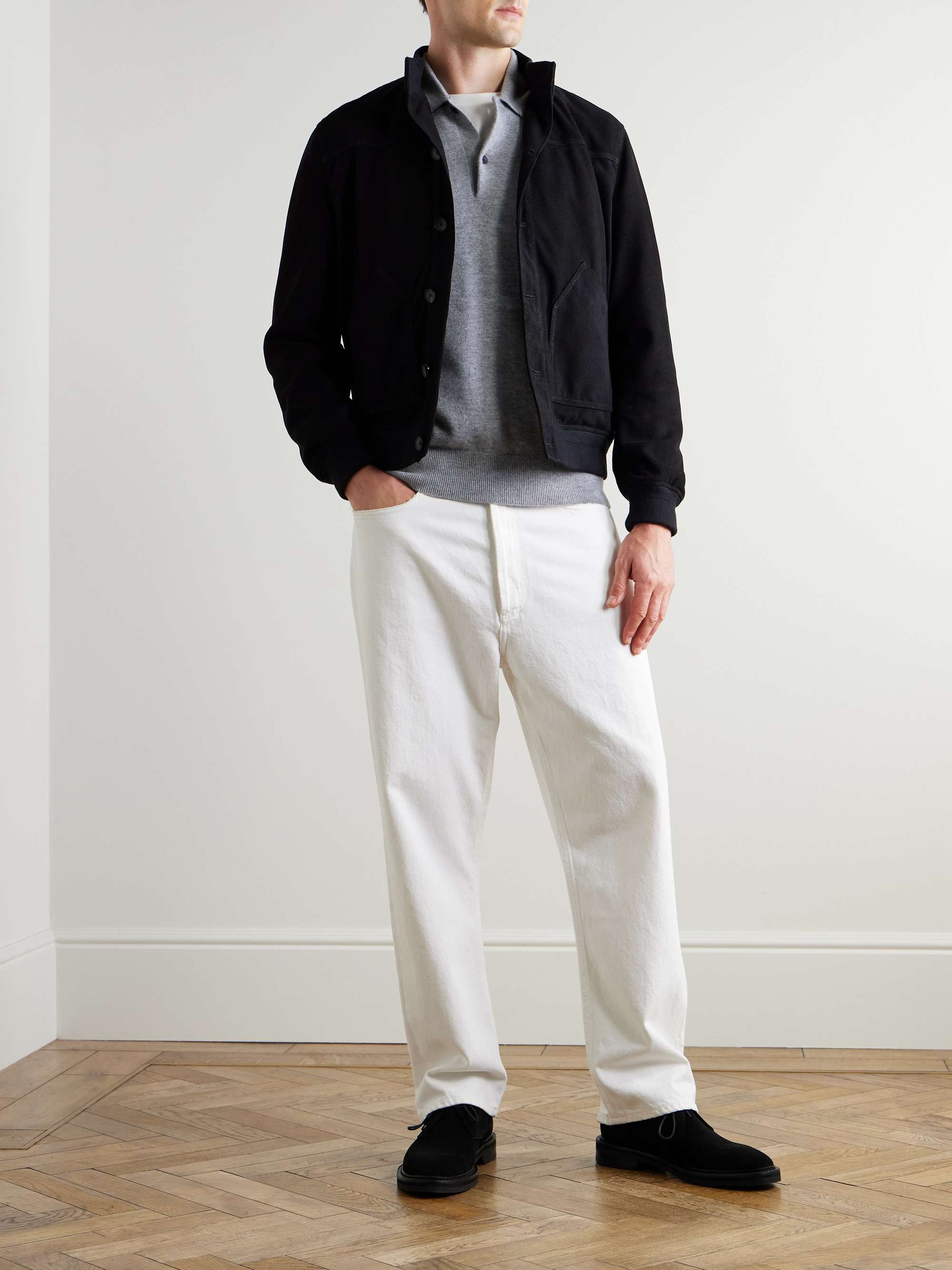 Perforated Suede Harrington Jacket view