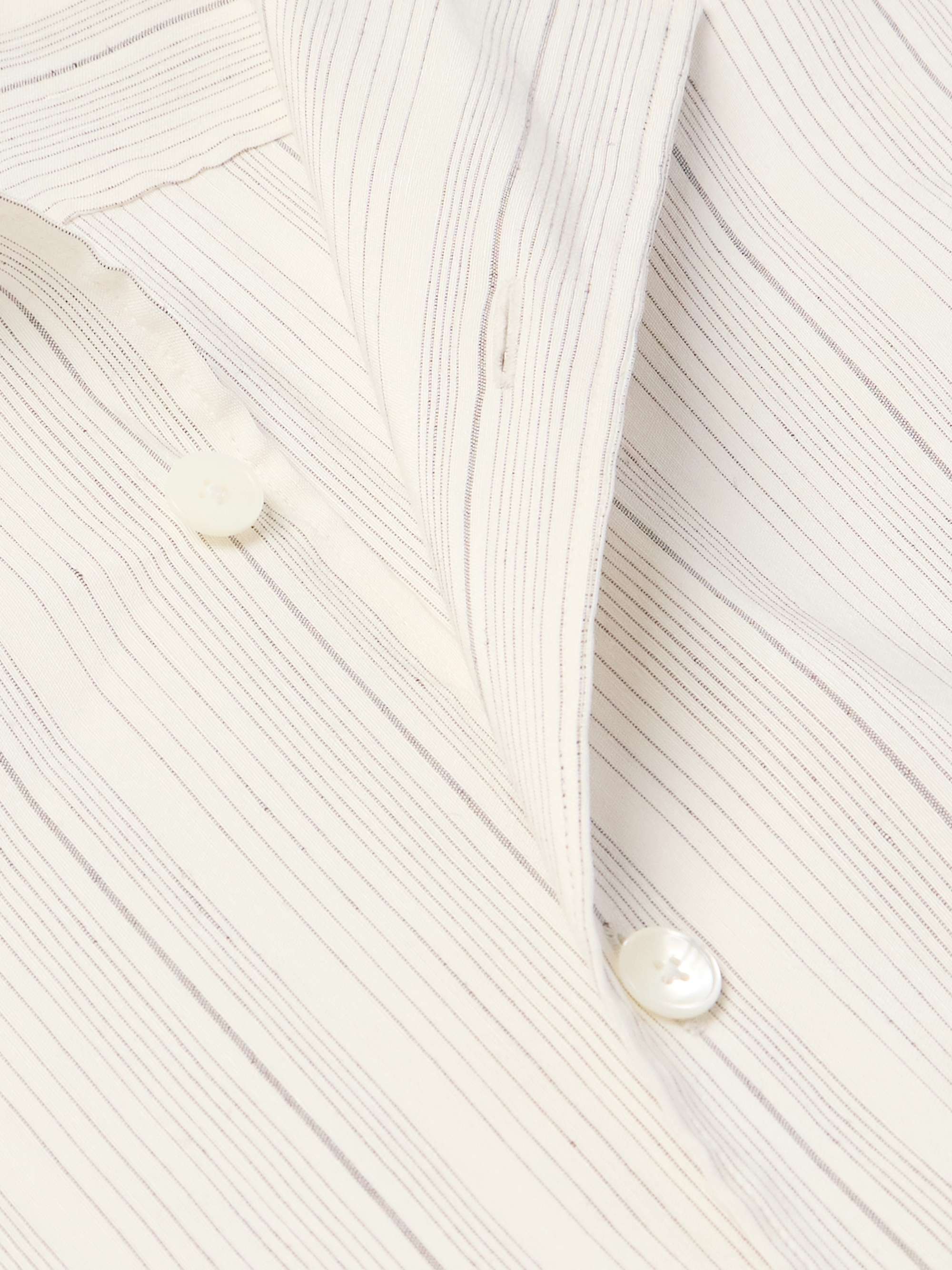 Camp-Collar Striped Linen and Silk-Blend Shirt view