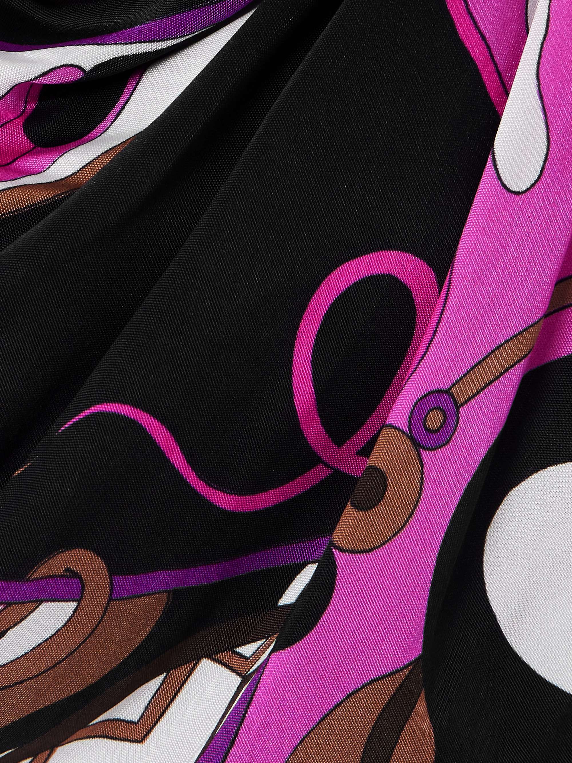 Knotted draped printed satin and cady mini dress view