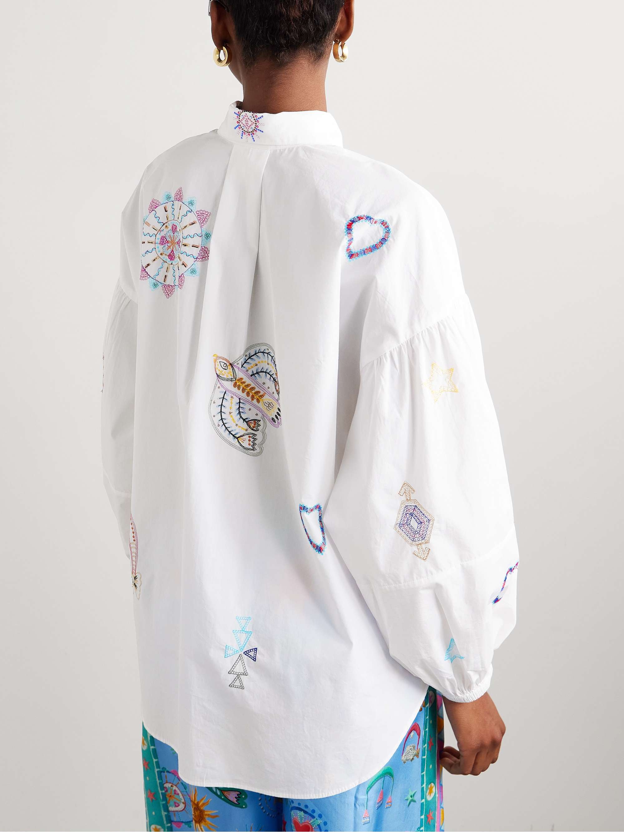 Oversized embellished cotton-poplin shirt view