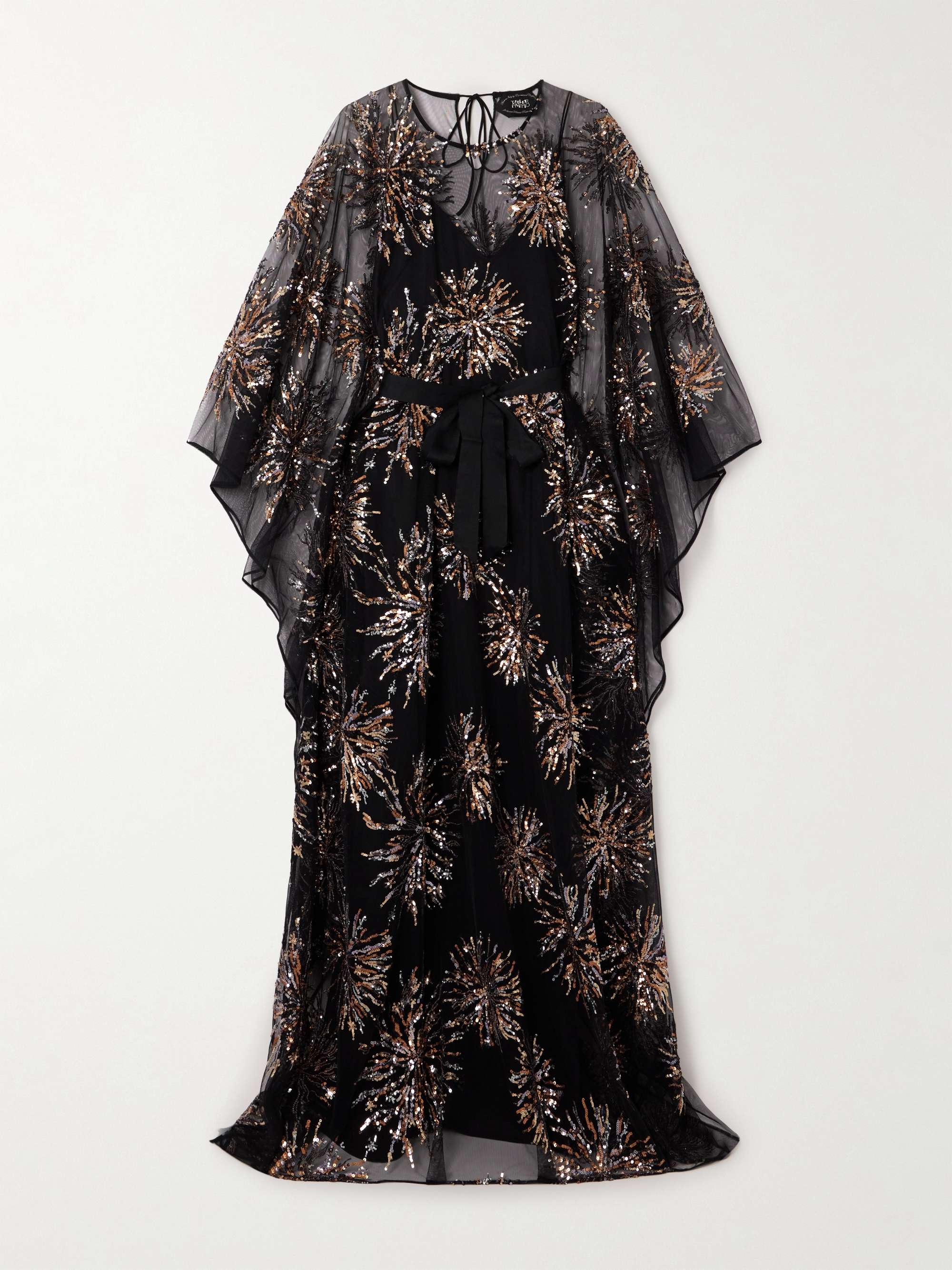 Gran Soleil belted sequin-embellished tulle kaftan view