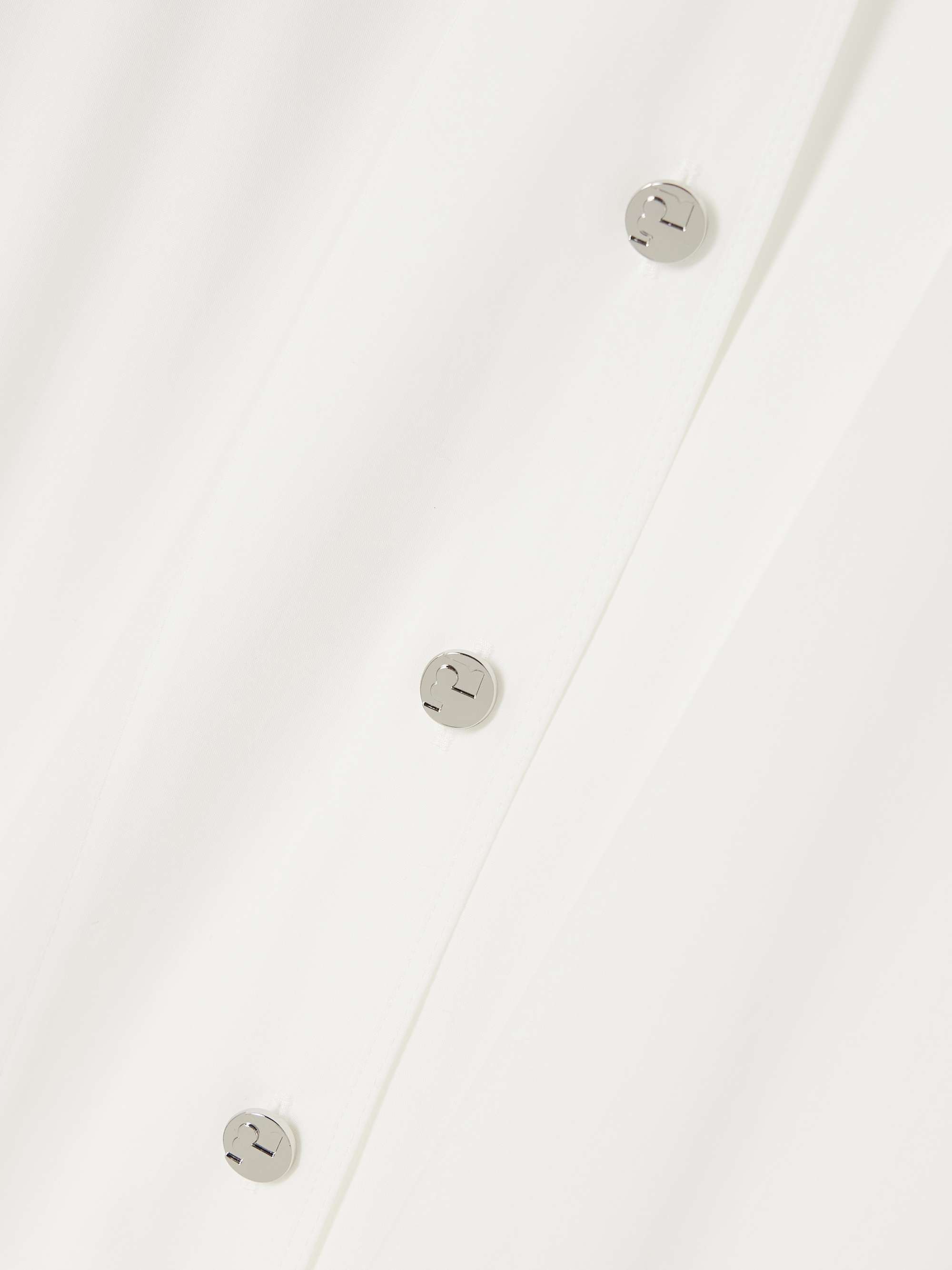 Tie-detailed gathered cotton-poplin mini dress view