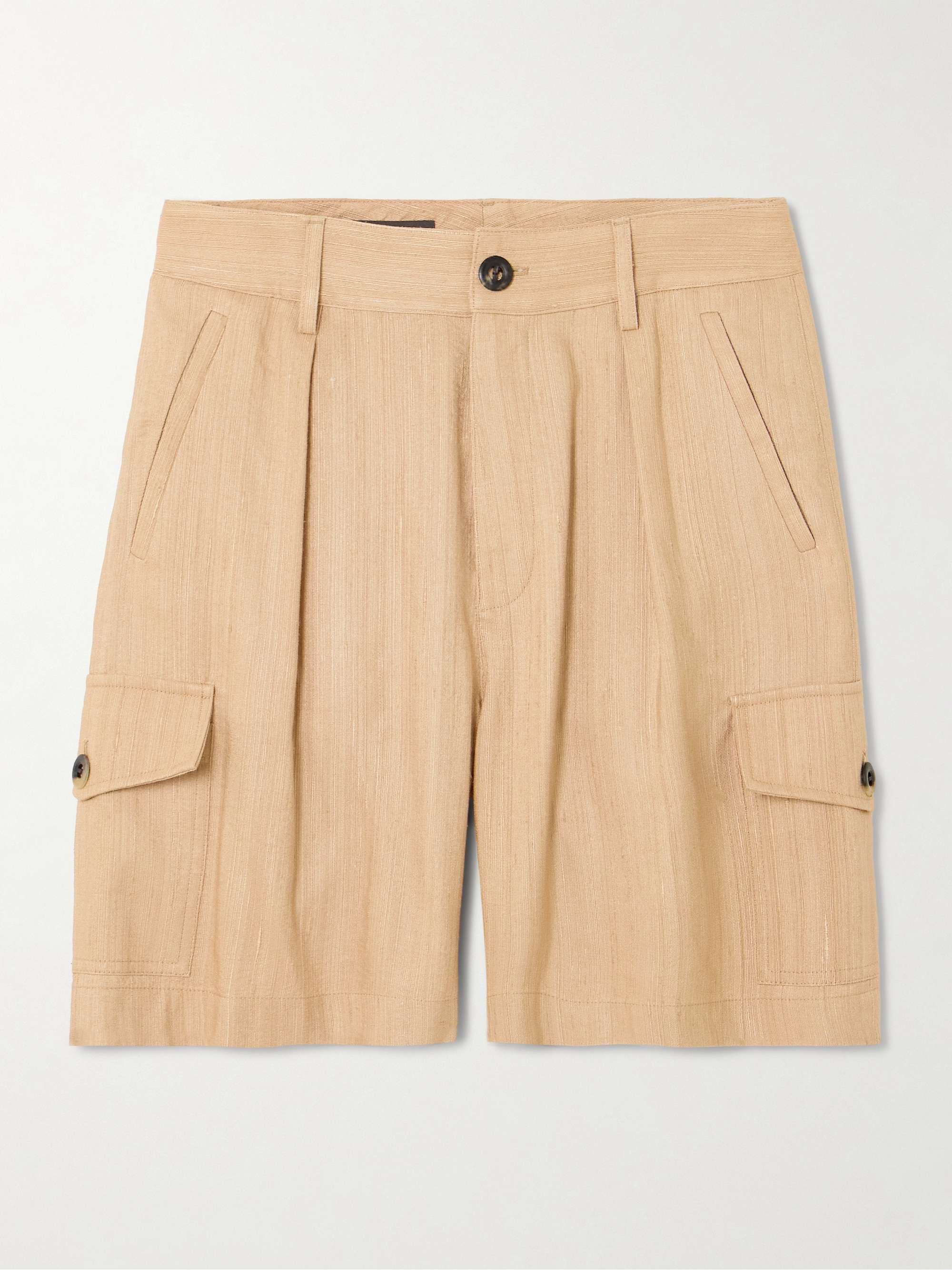 Pleated textured-silk cargo shorts view