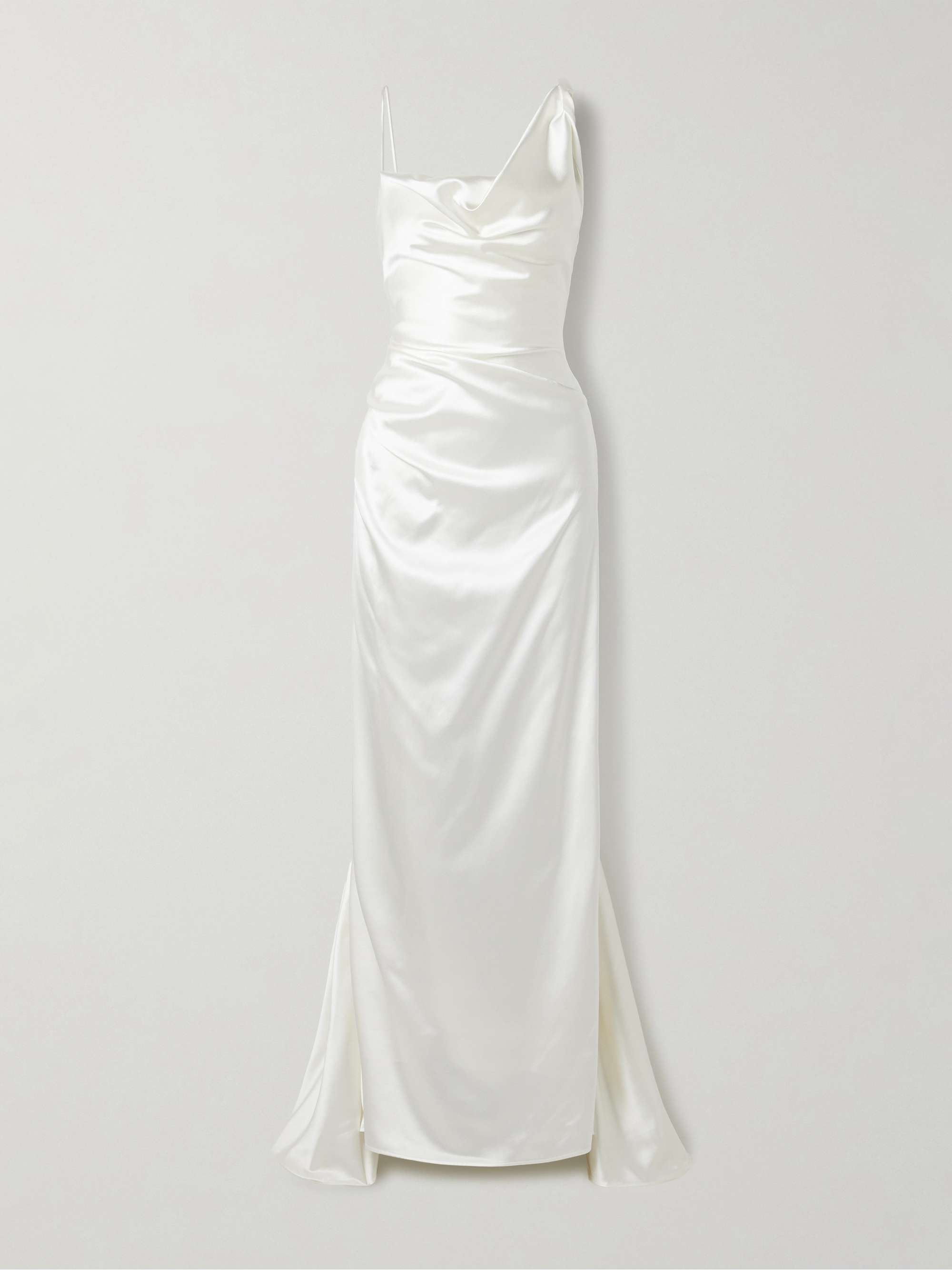 Minerva draped silk-satin gown view