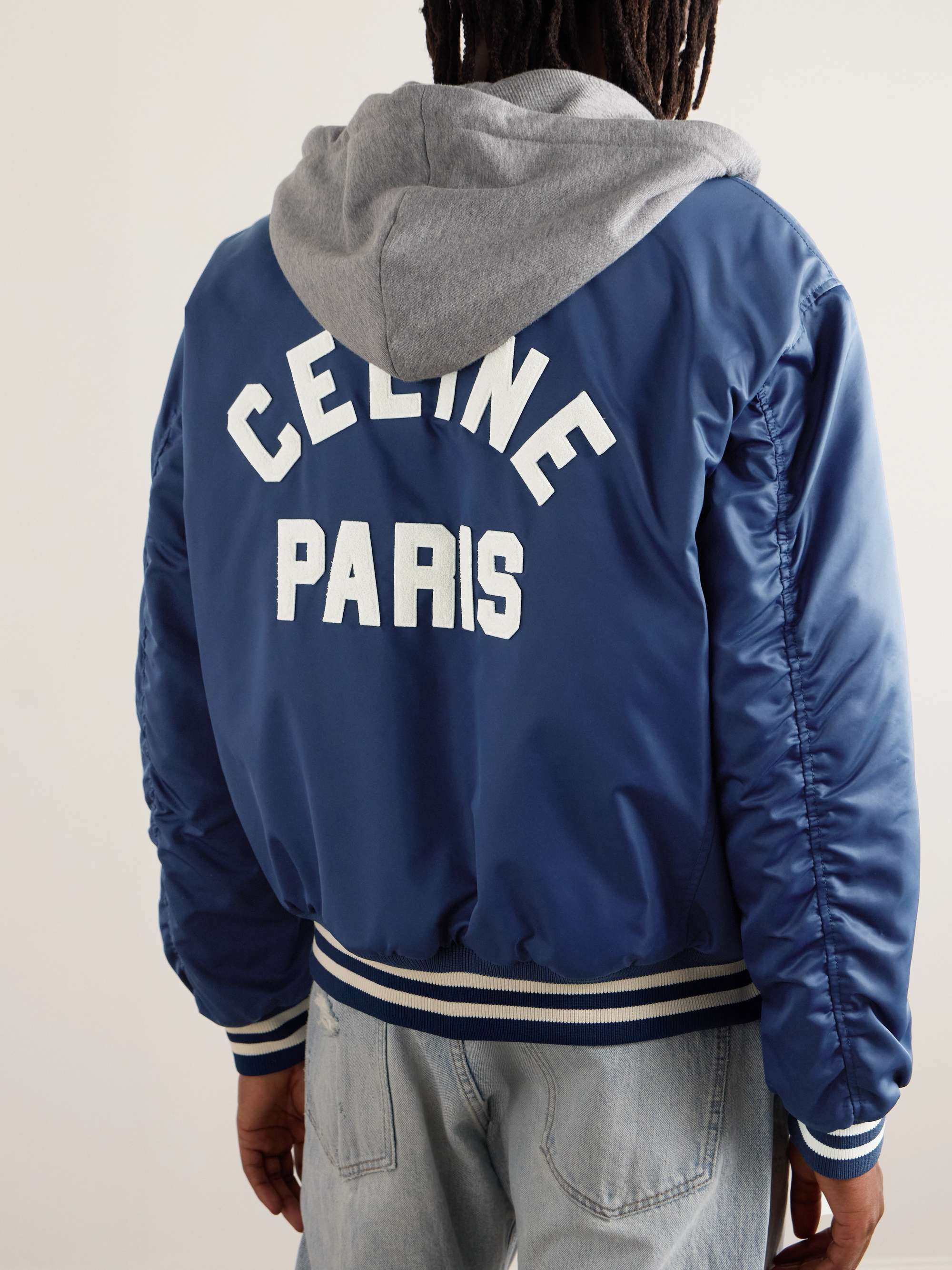 Teddy Logo-Appliquéd Cotton-Jersey and Shell Hooded Bomber Jacket view