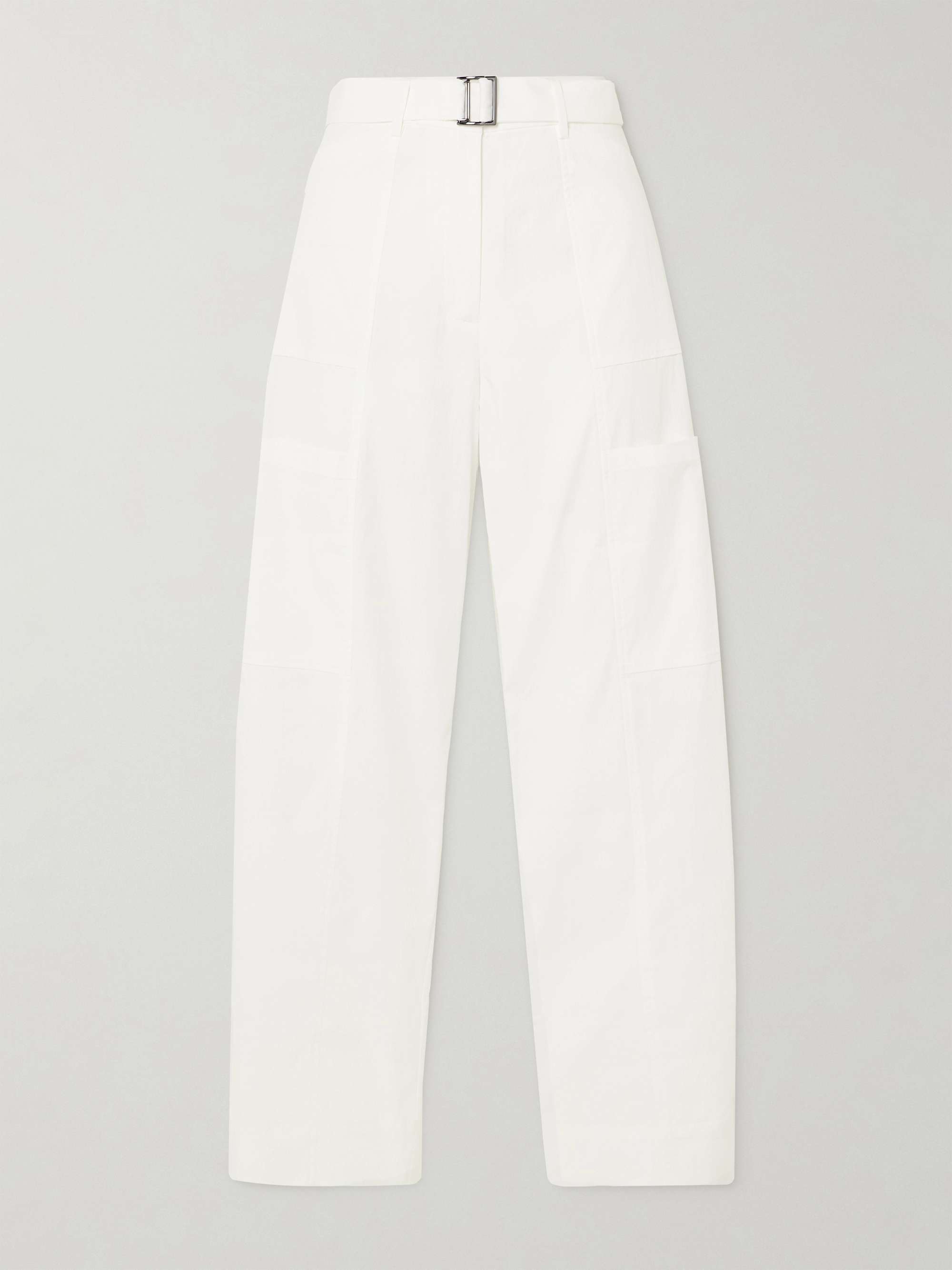 Utility belted cotton-blend wide-leg pants view