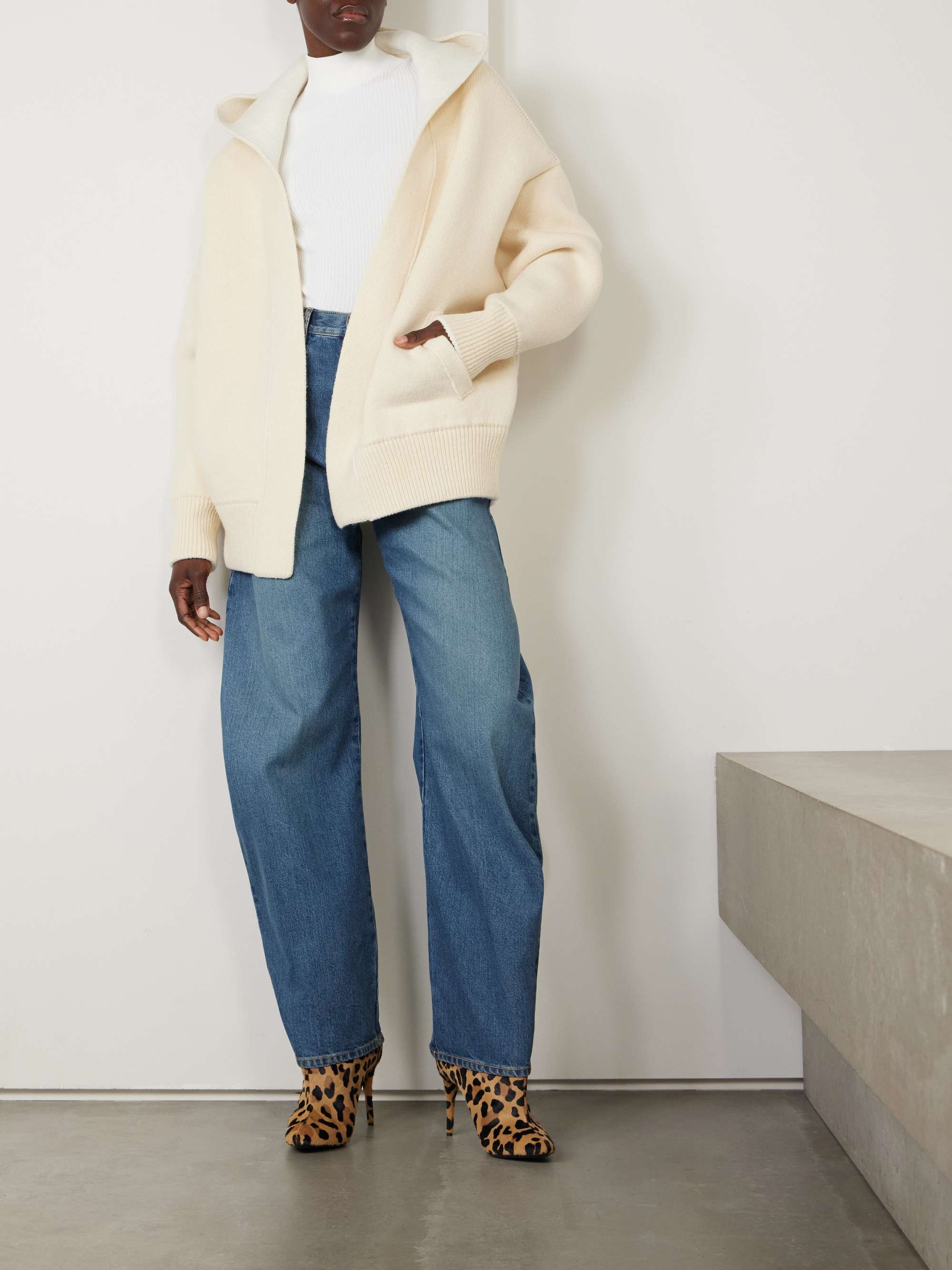 Oversized hooded wool-blend cardigan view