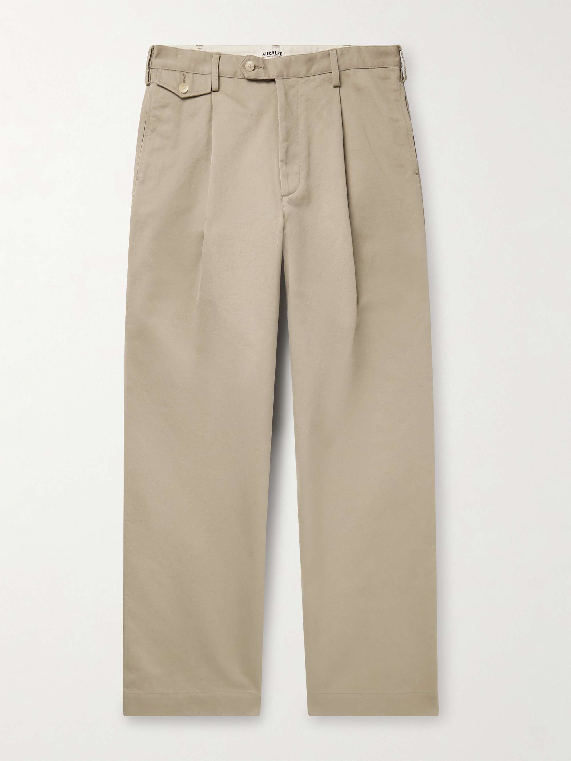 Finx Straight-Leg Pleated Cotton-Twill Trousers view