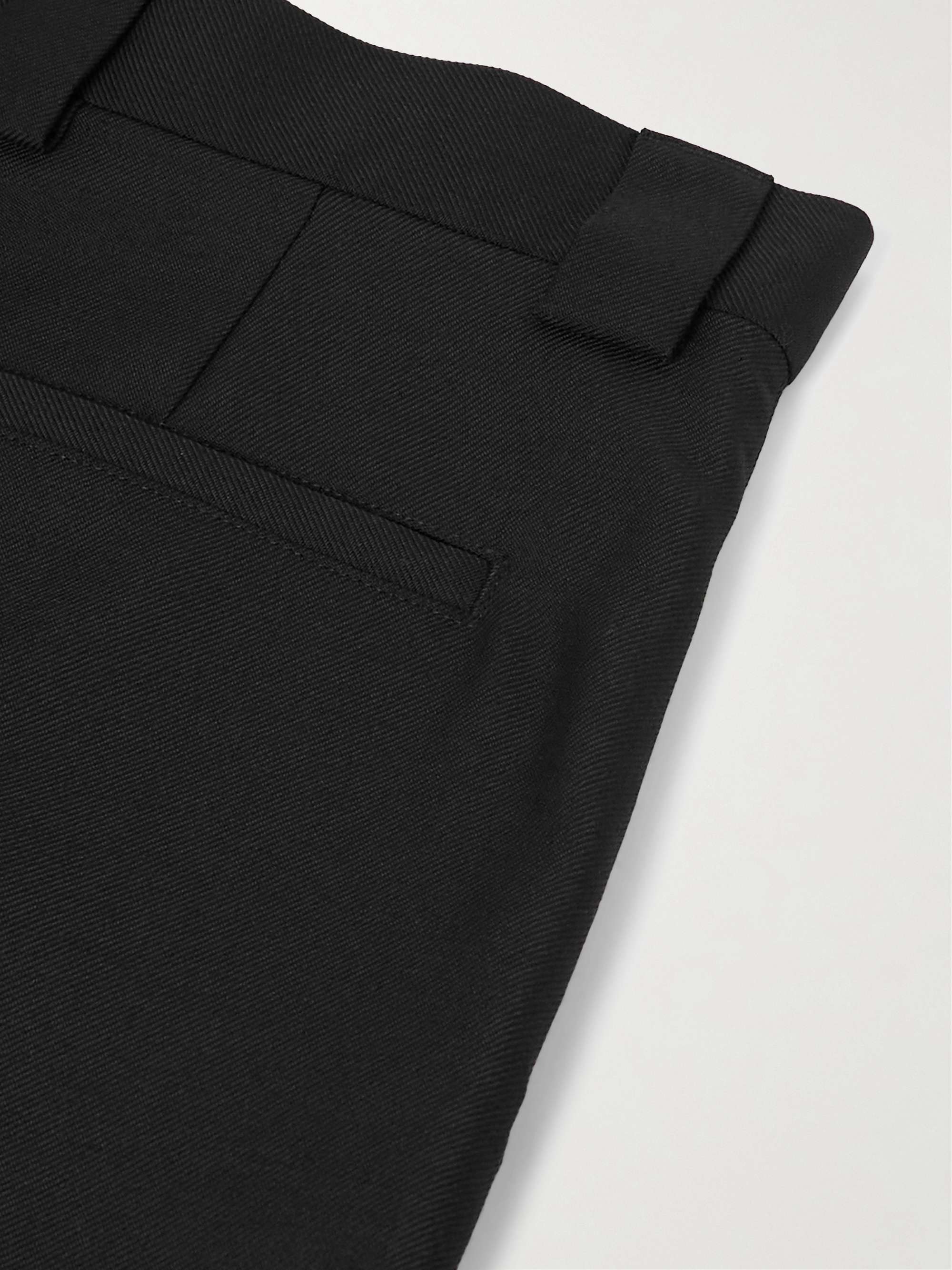 Straight-Leg Pleated Webbing-Trimmed Twill Shorts view