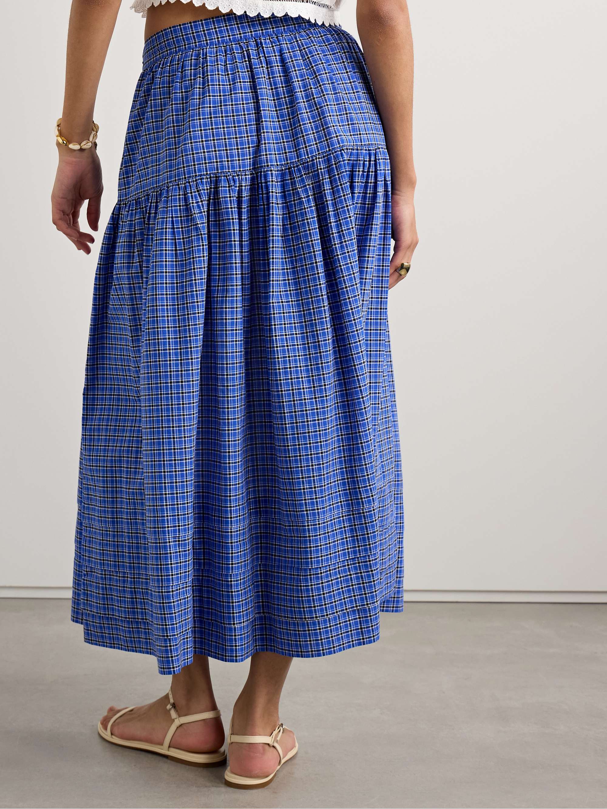 Sebastiane tiered checked voile midi skirt view