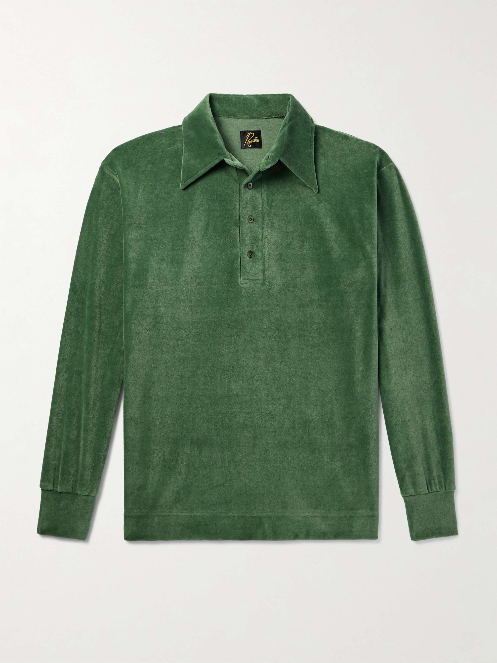 Cotton-Blend Velour Polo Shirt view
