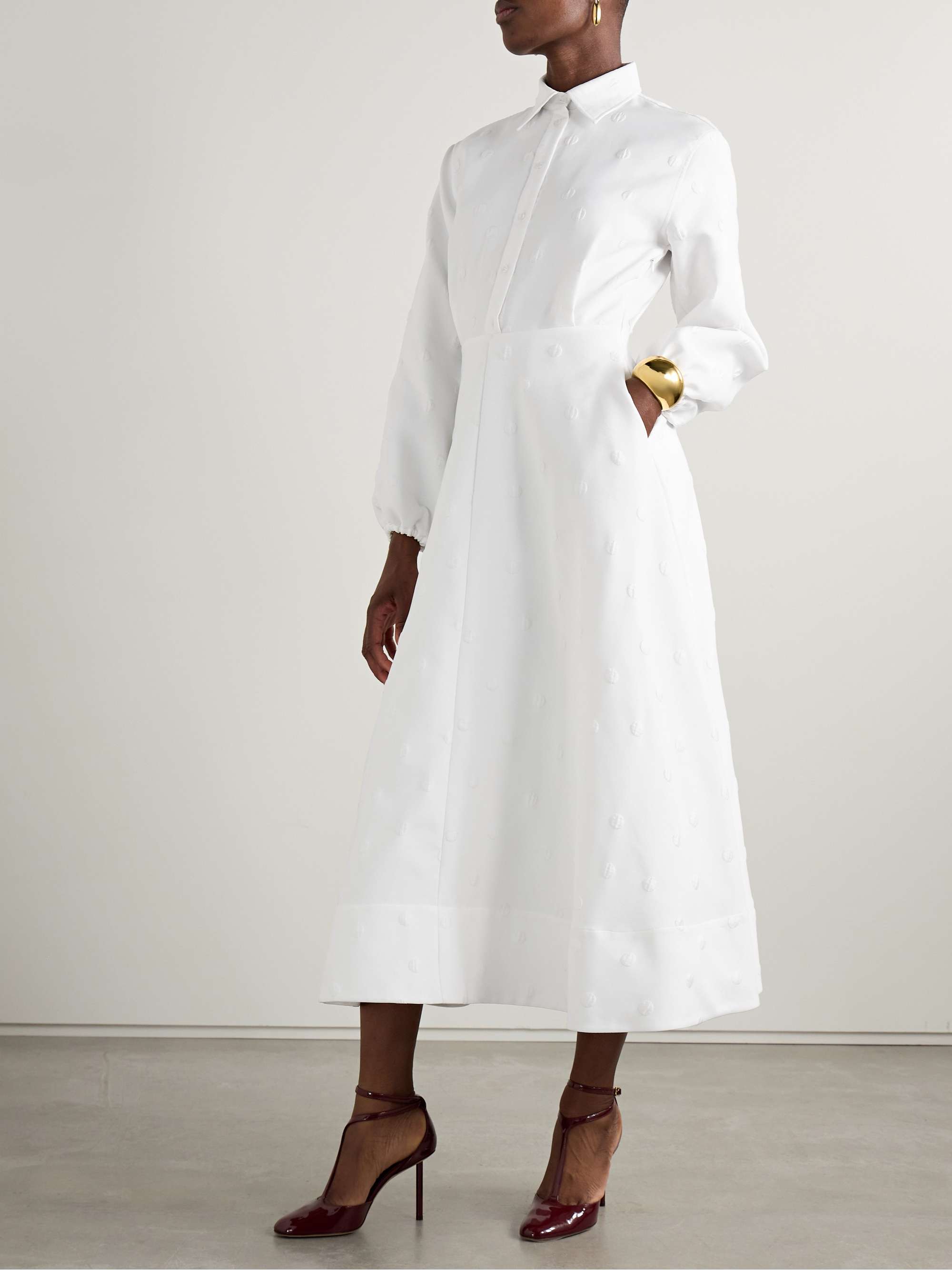 The Maggie polka-dot jacquard midi shirt dress view