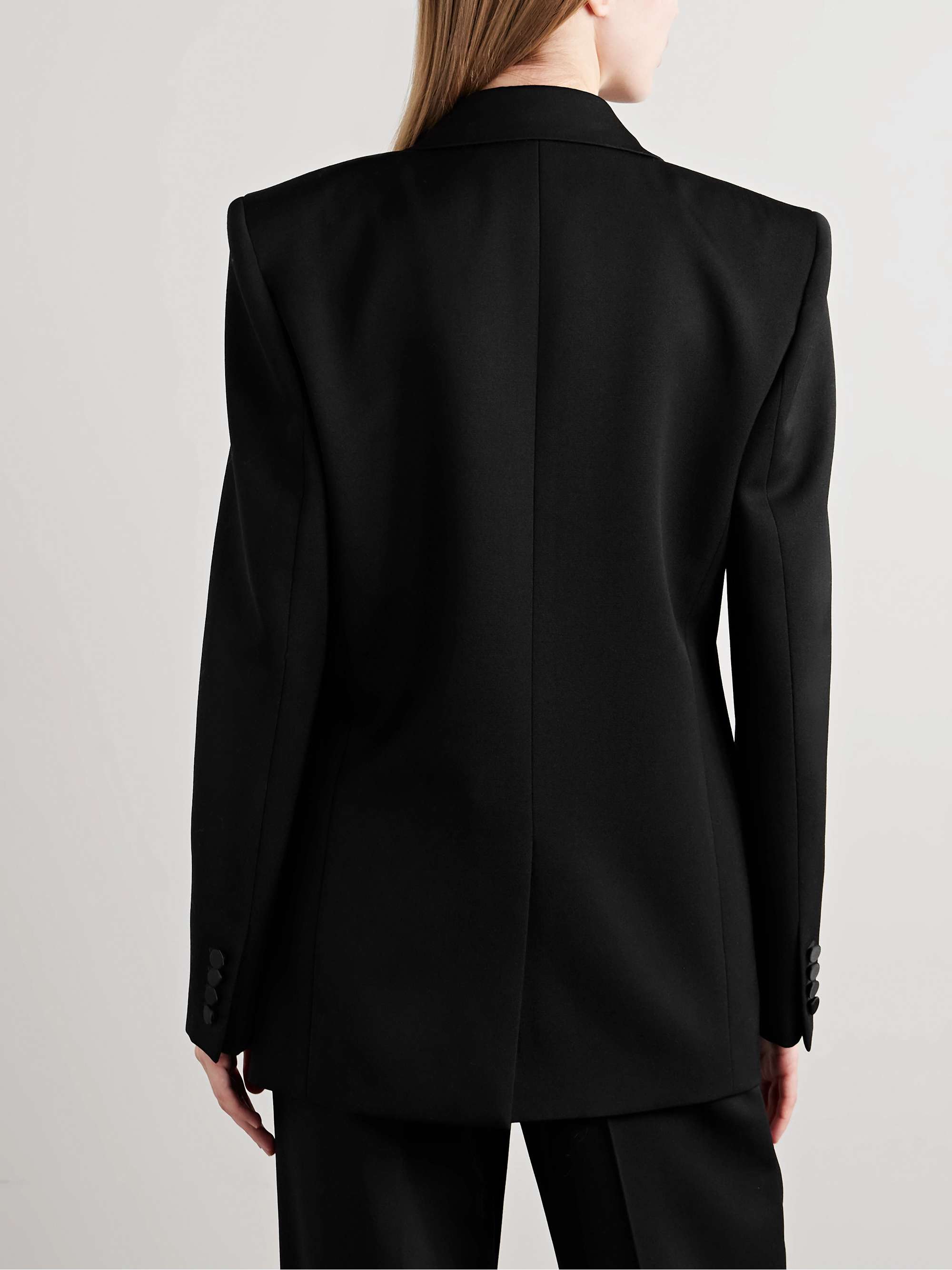 Satin-trimmed wool blazer view