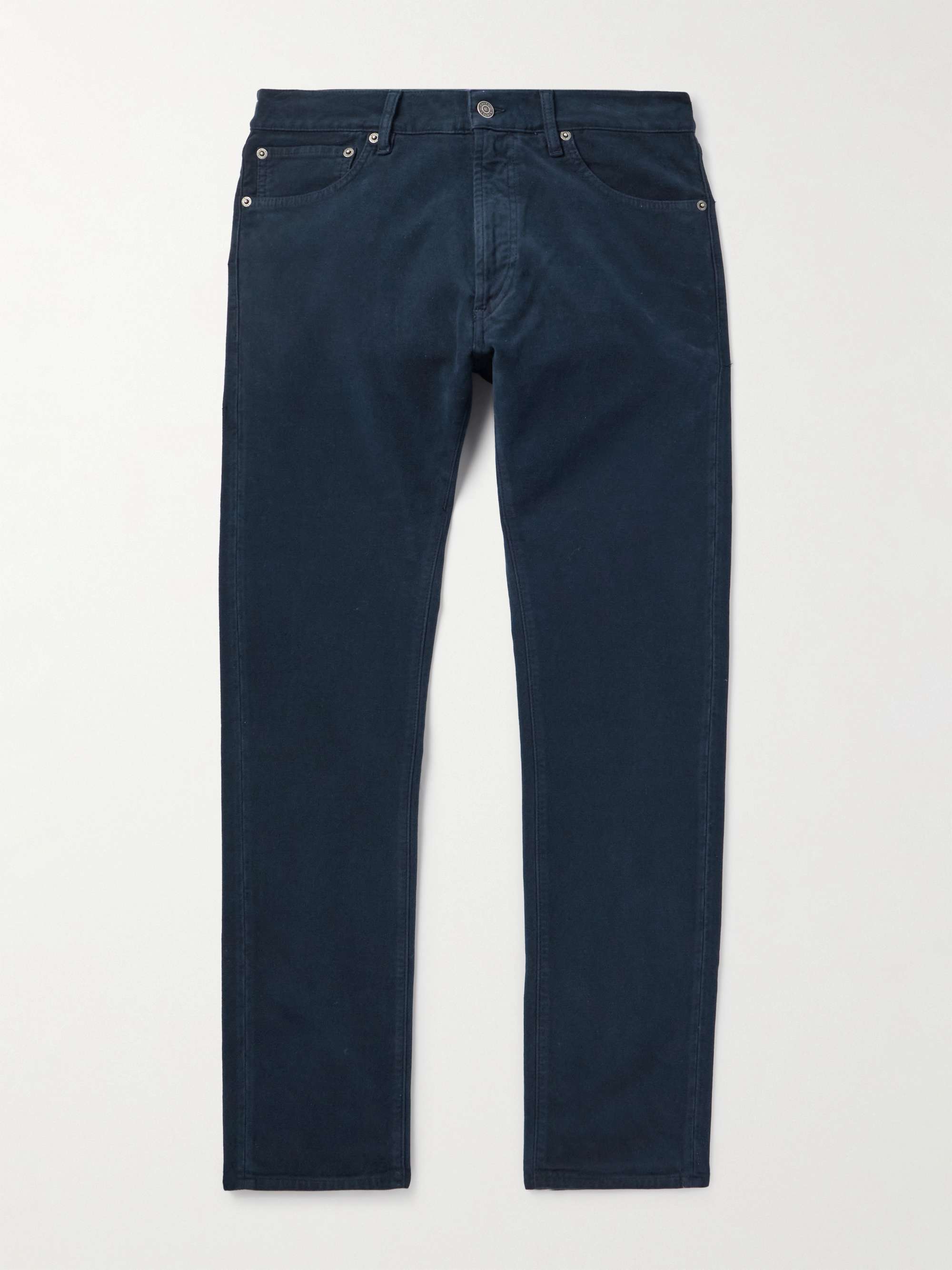 Slim-Fit Straight-Leg Garment-Dyed Cotton-Blend Moleskin Trousers view