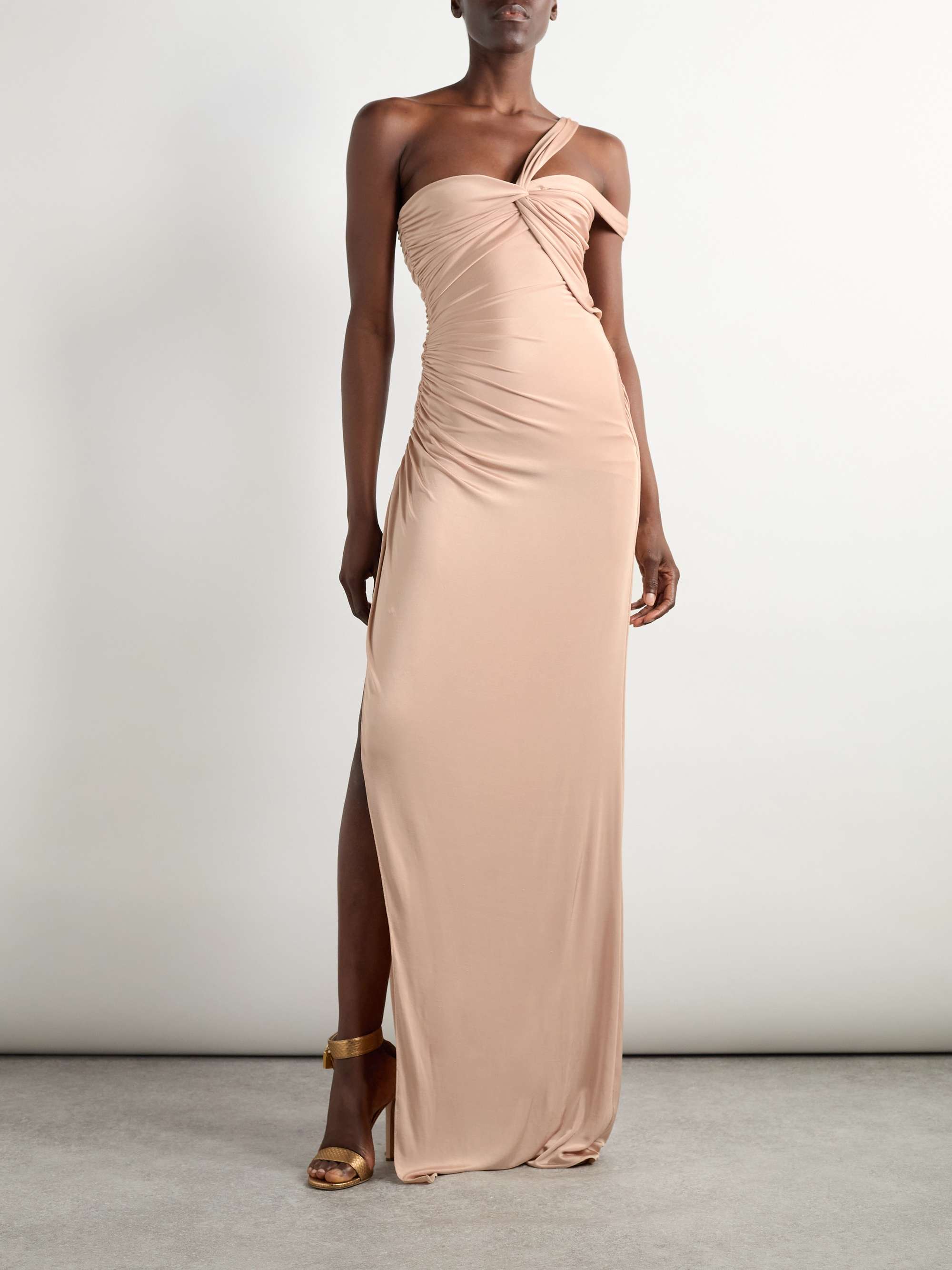 One-shoulder stretch-jersey maxi dress view