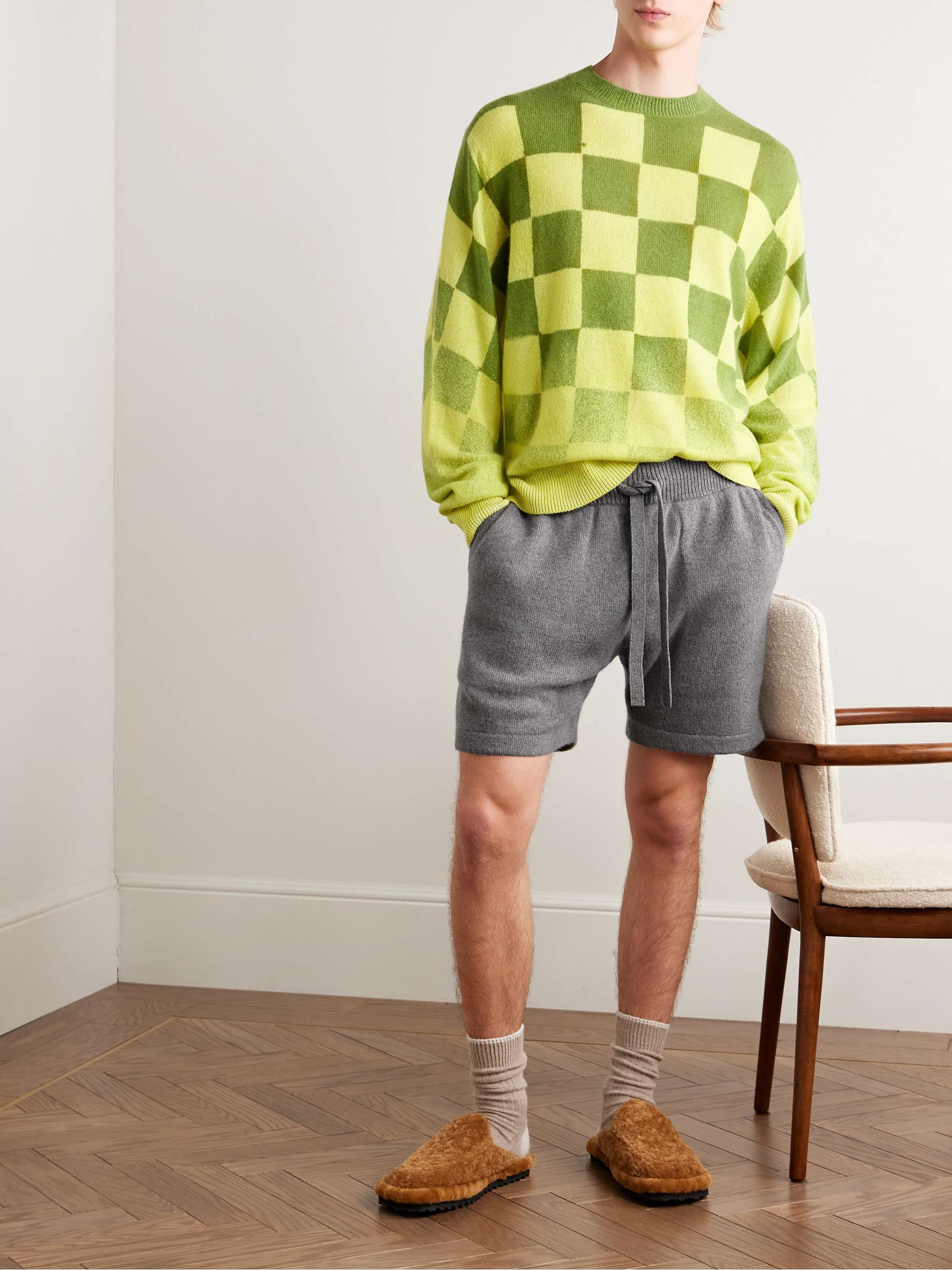 Straight-Leg Cashmere Drawstring Shorts view