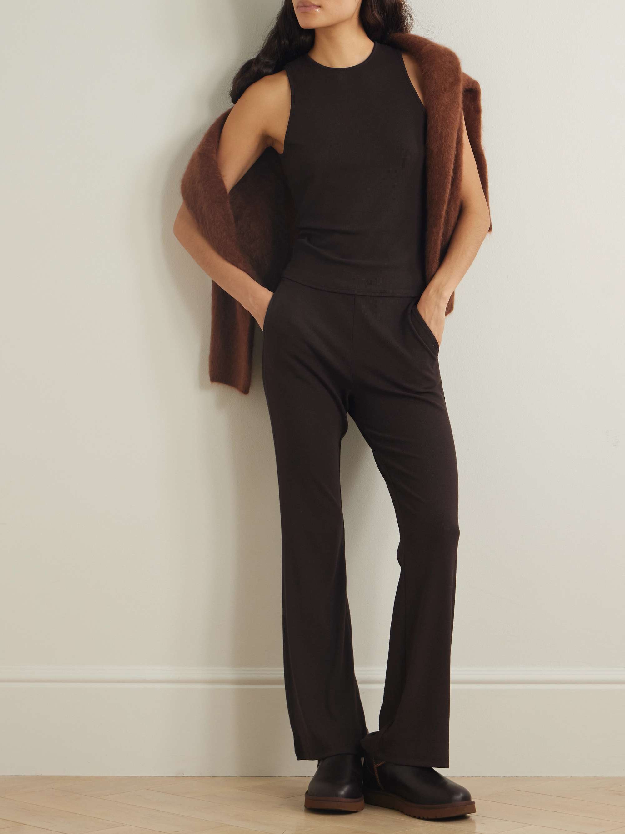 Travel Nell Natasia ribbed organic Pima cotton tank and pants set view