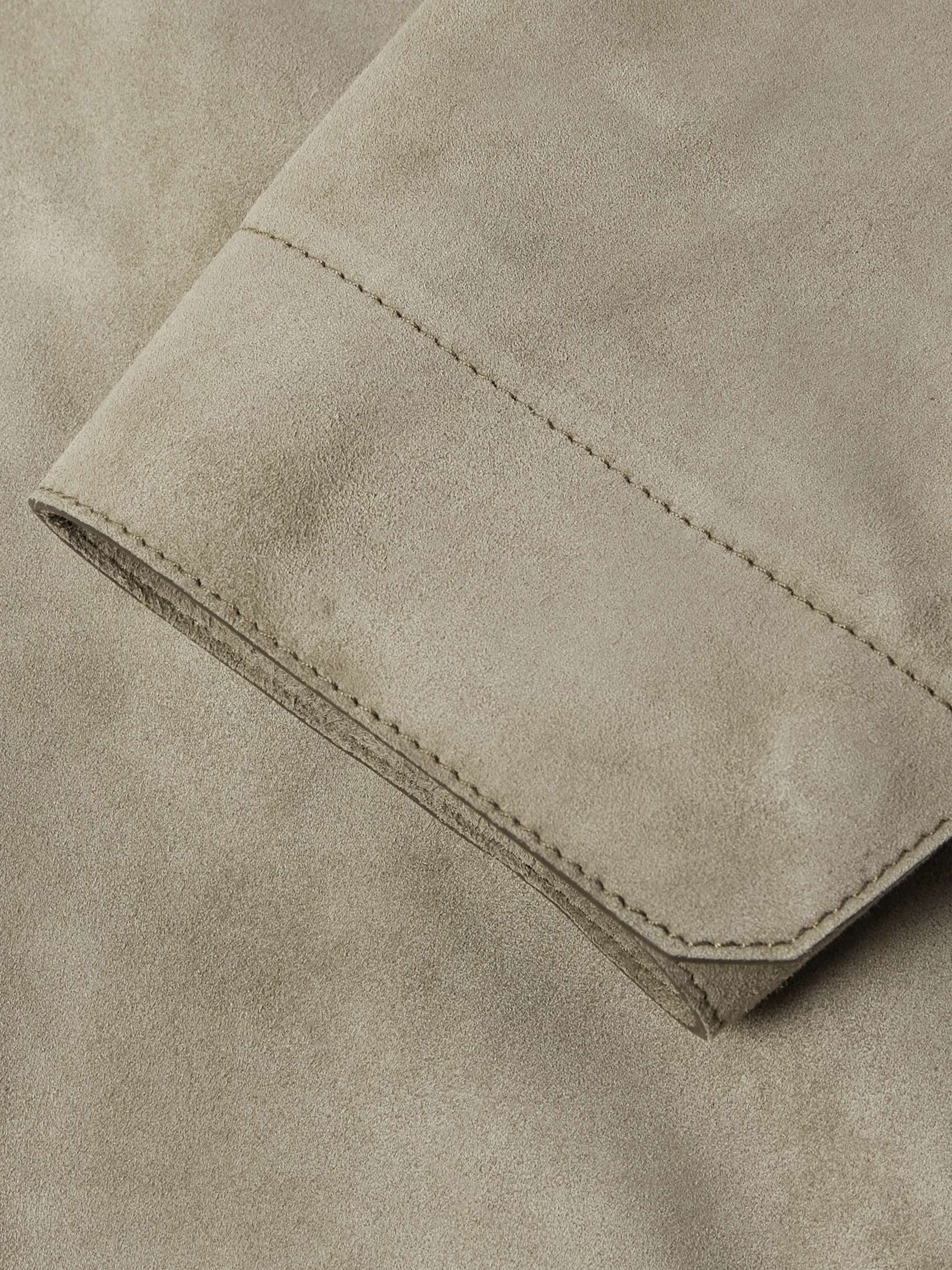 Slim-Fit Suede Biker Jacket view
