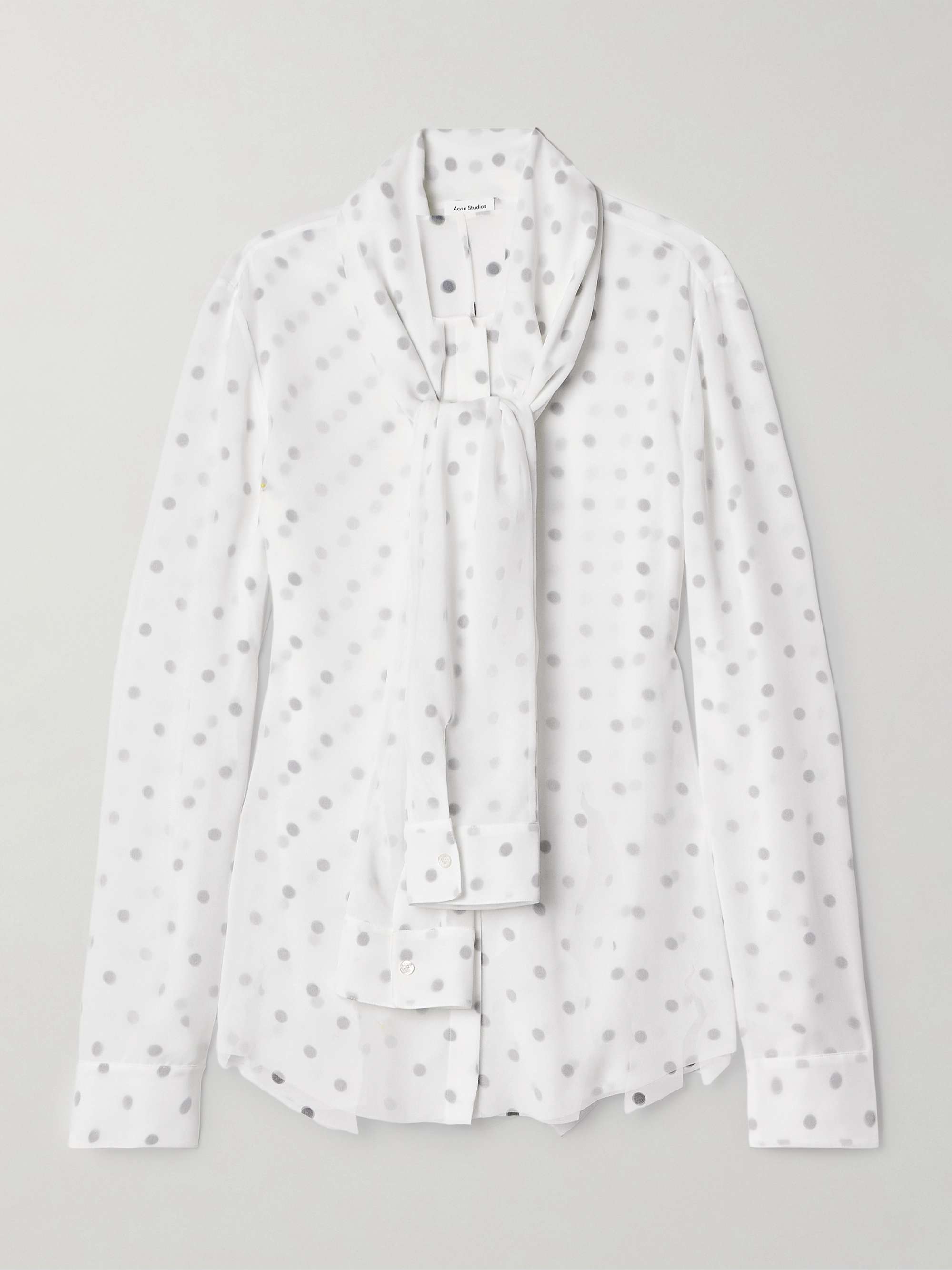 Layered tie-neck distressed polka-dot georgette blouse view