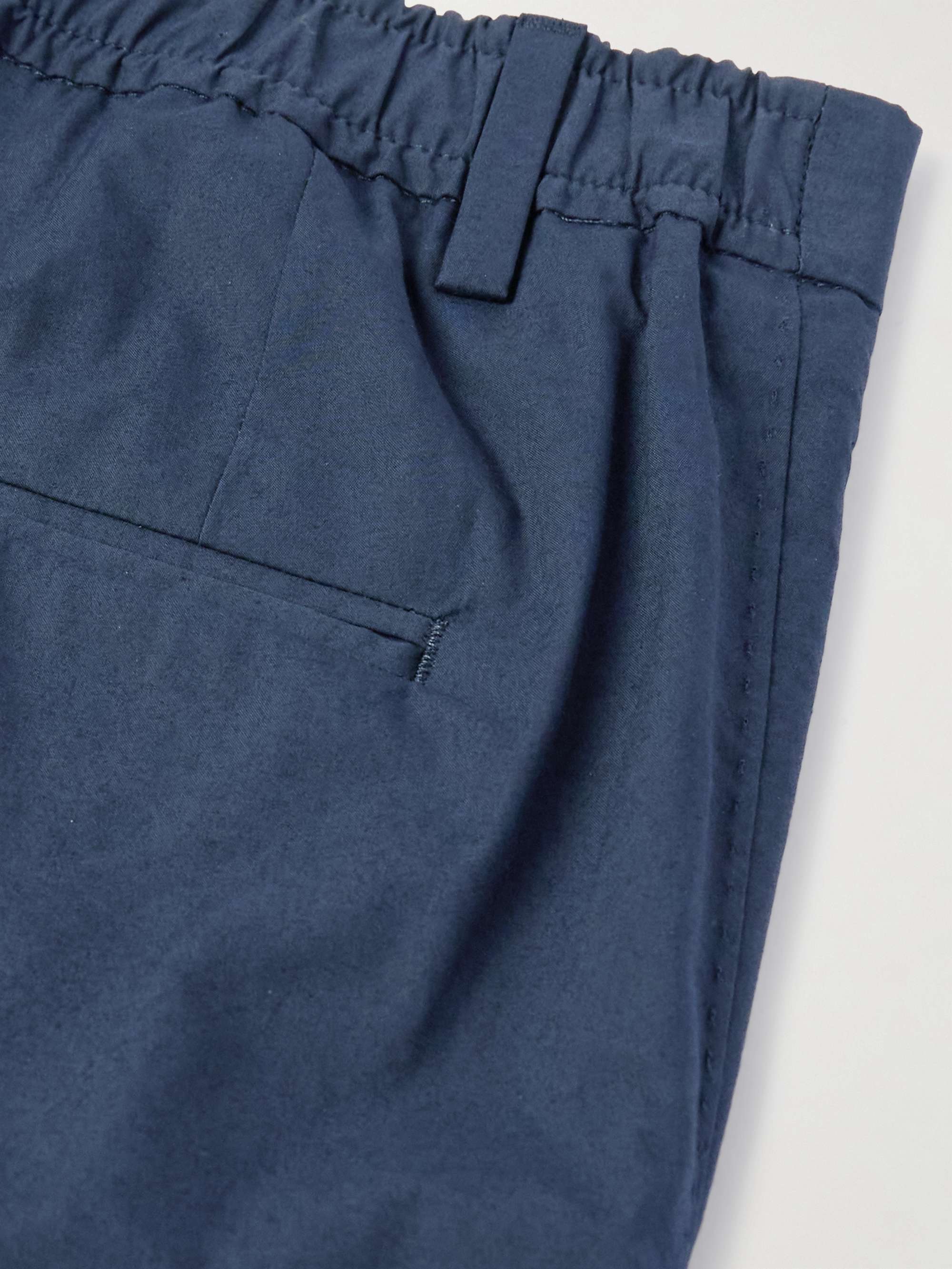 Slim-Fit Tapered Pleated Cotton-Poplin Trousers view
