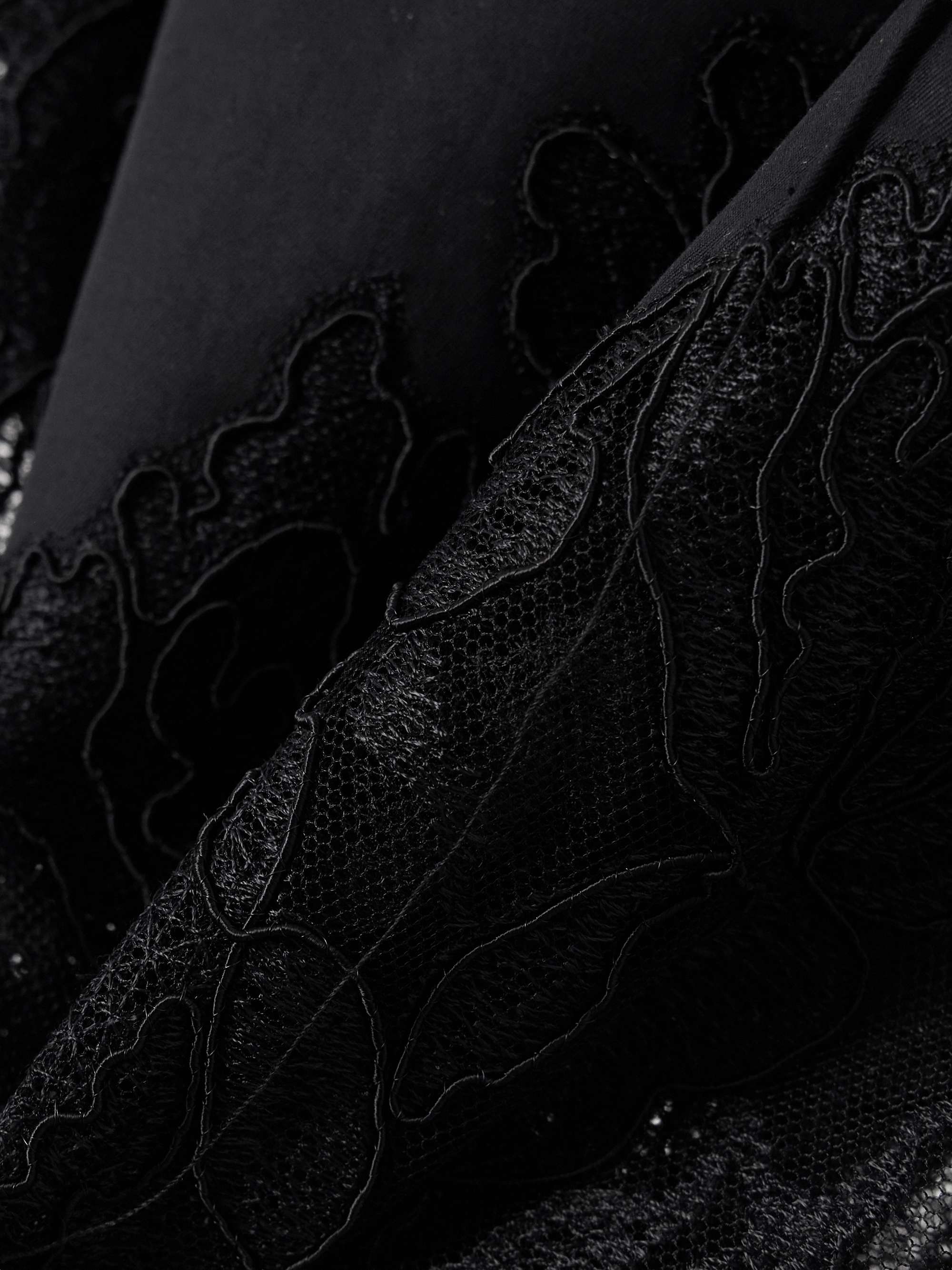 Elsain corded lace-trimmed cotton-blend midi skirt view