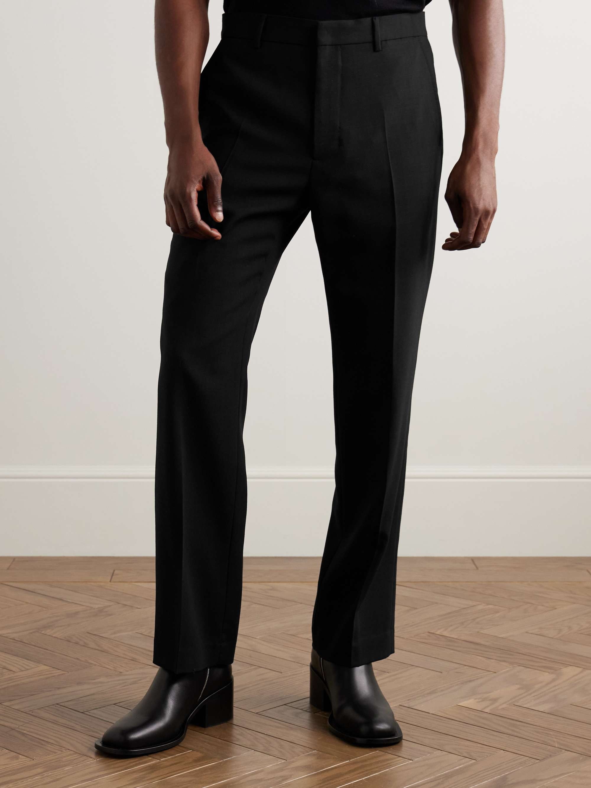 Straight-Leg Virgin Wool-Gabardine Trousers view