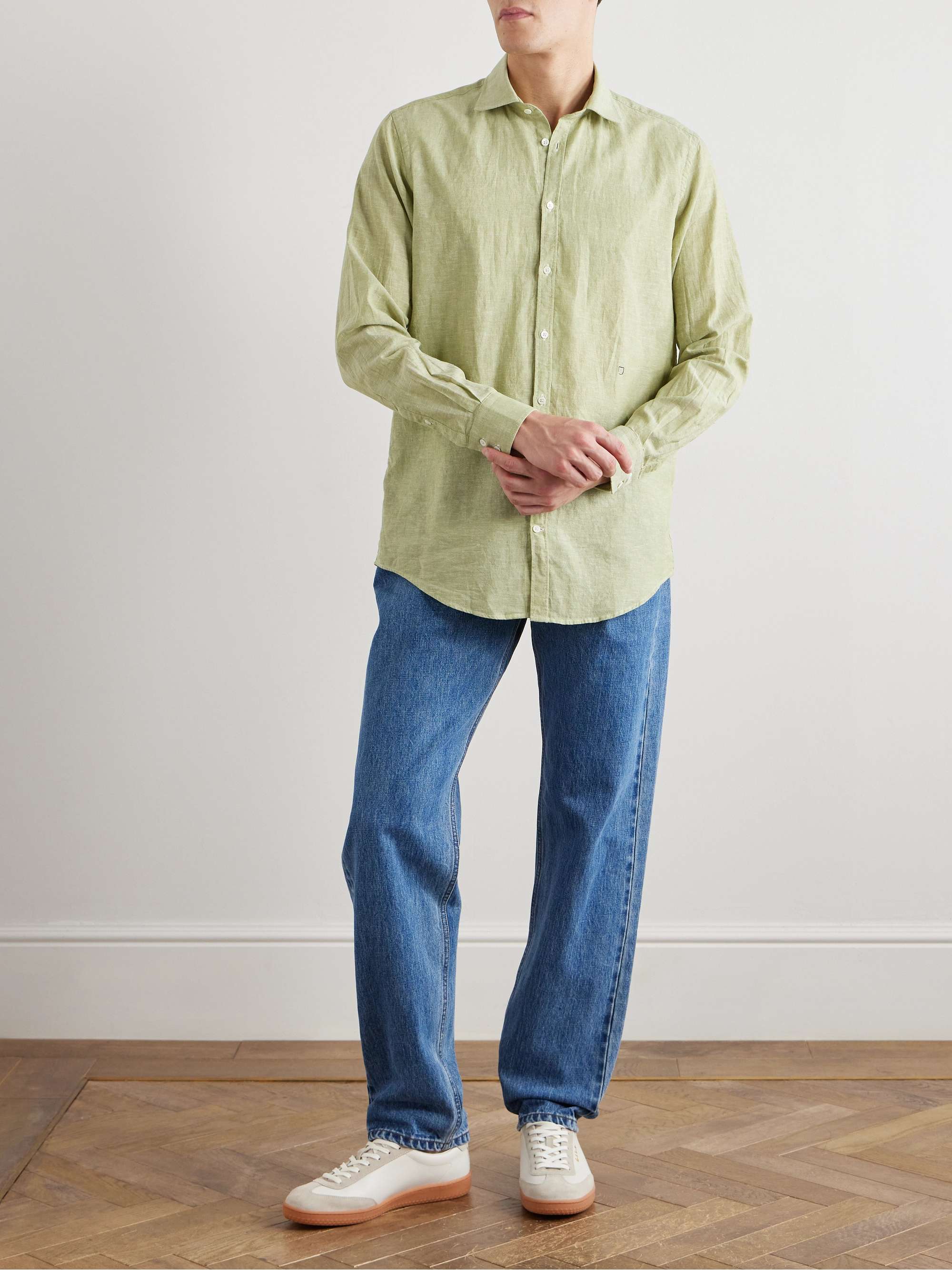 Cutaway-Collar Linen and Cotton-Blend Shirt view