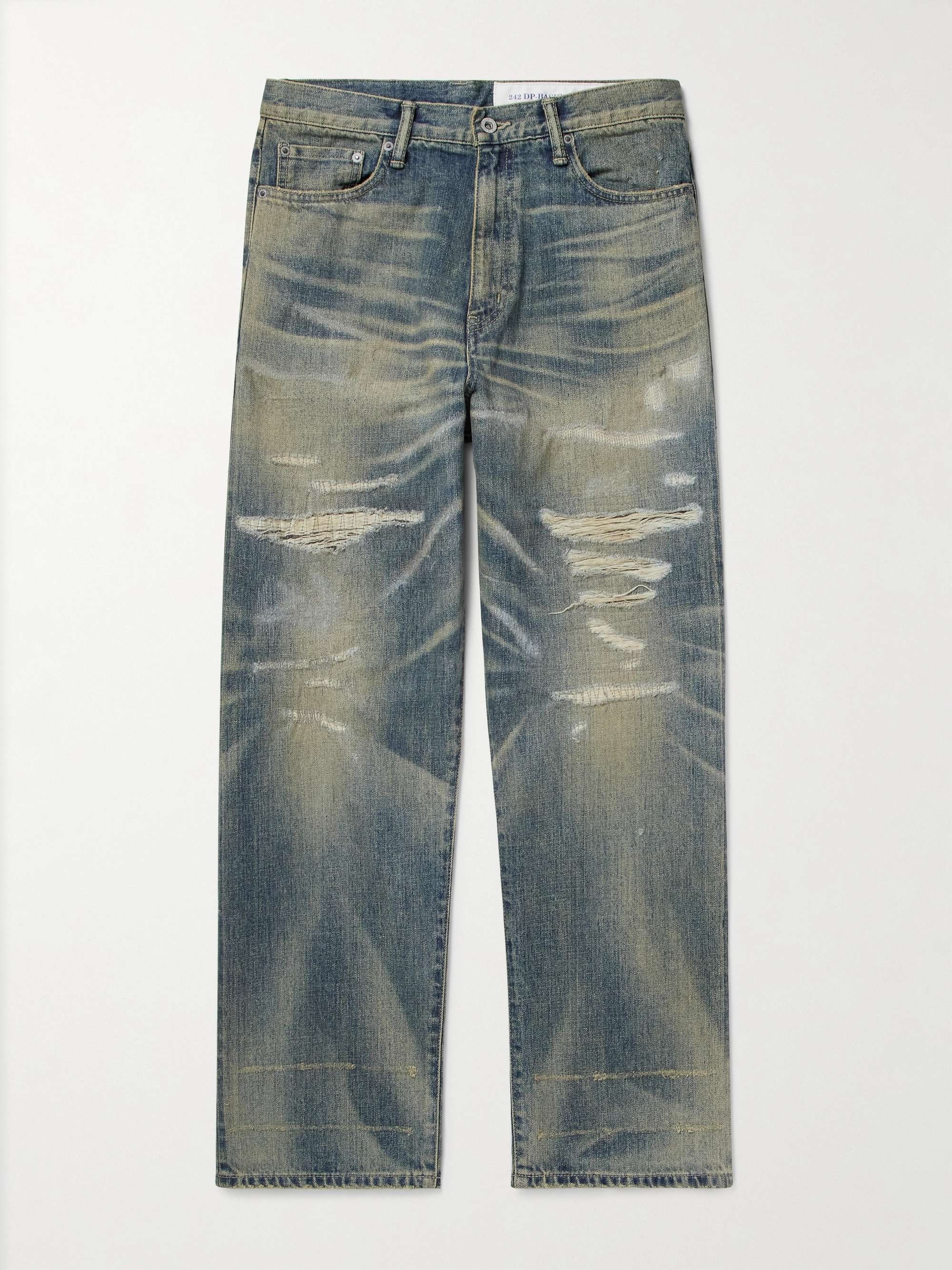 Savage Straight-Leg Distressed Selvedge Jeans view