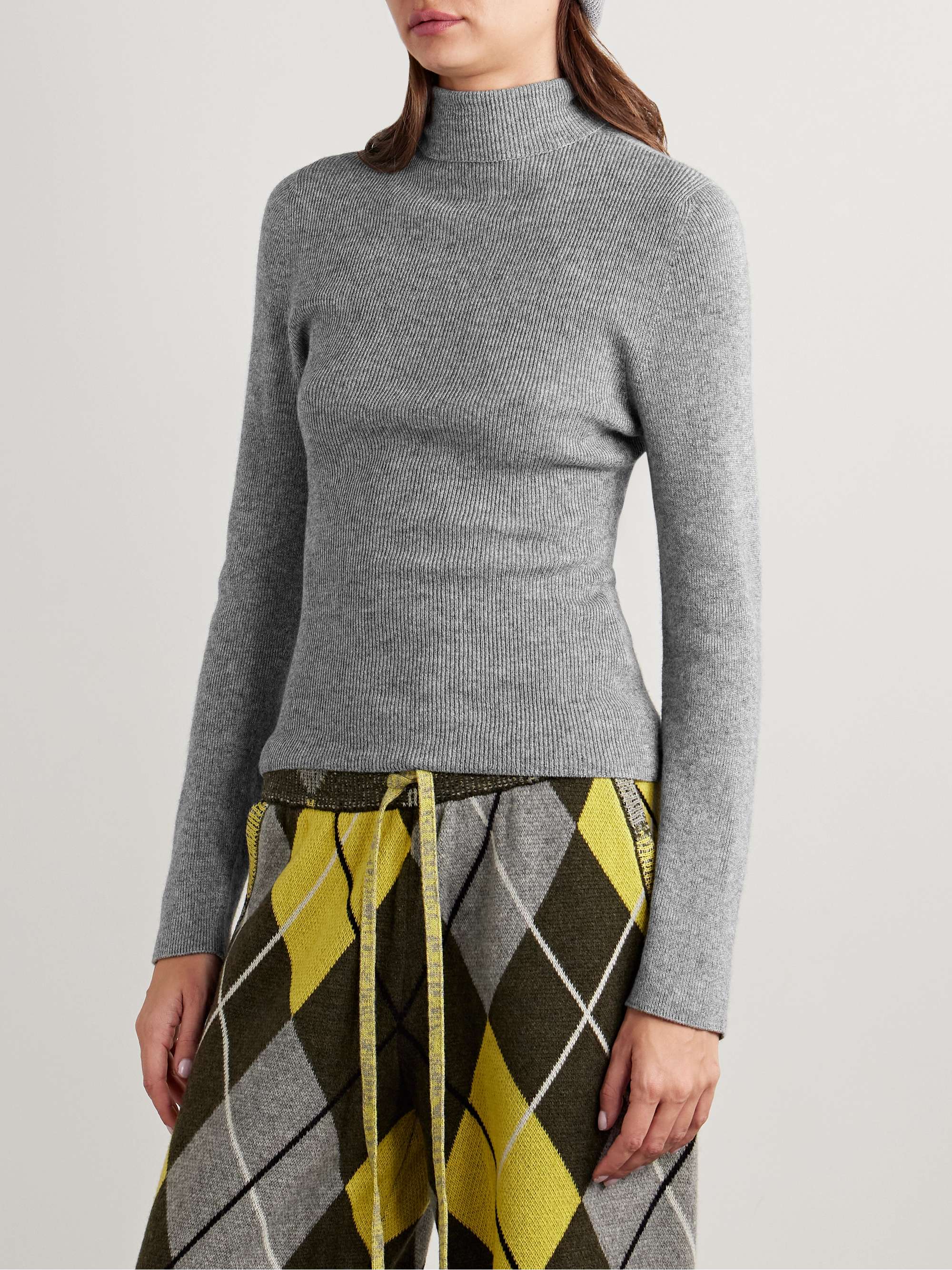 Delicash ribbed cashmere and silk-blend turtleneck sweater view
