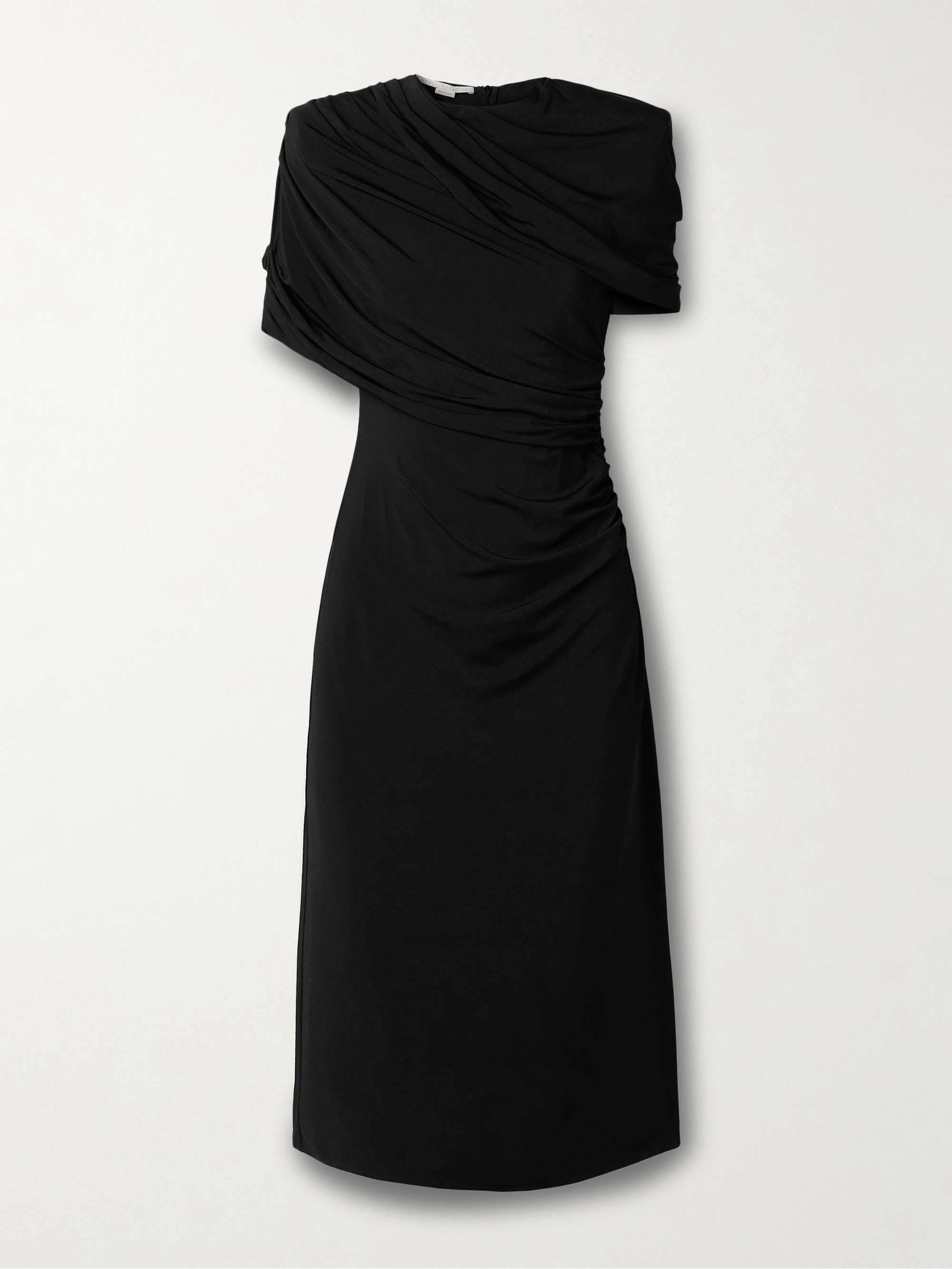Draped cape-effect stretch-jersey midi dress view