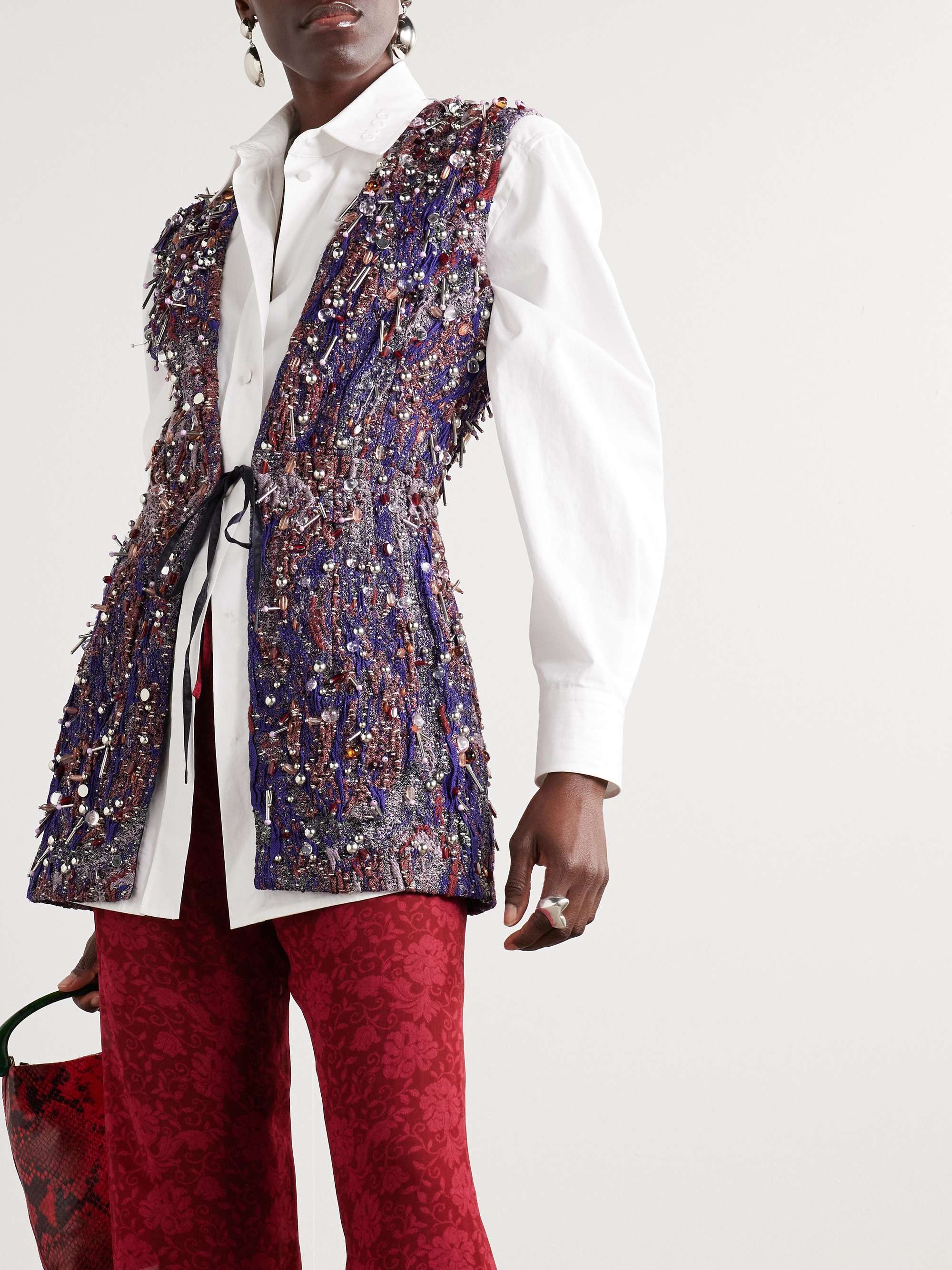 Bead-embellished jacquard vest view