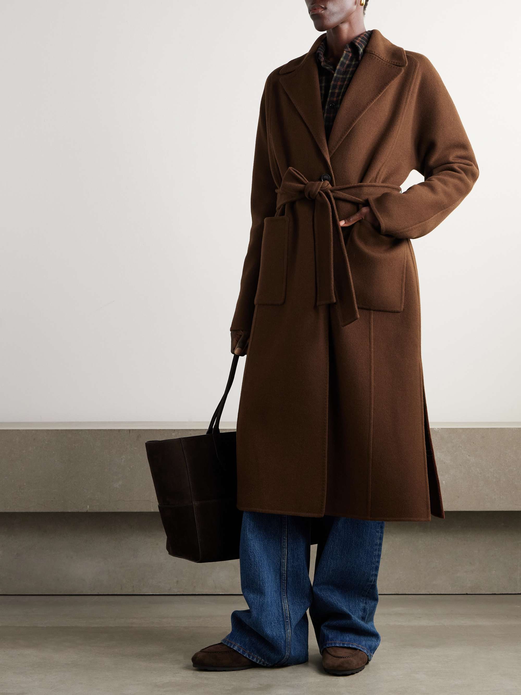 Portman belted wool and cashmere-blend coat view