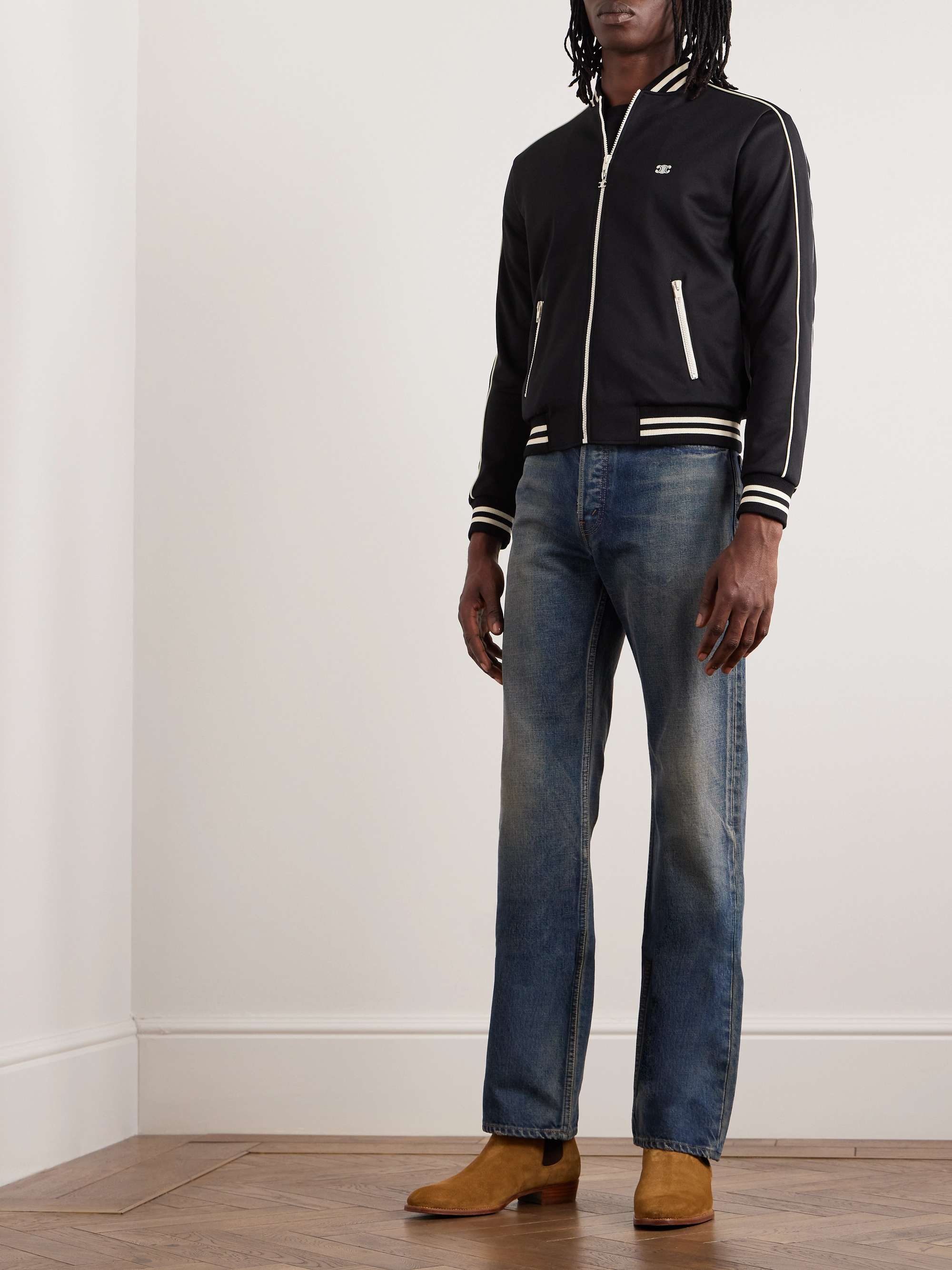 Teddy Logo-Appliquéd Cotton-Jersey Bomber Jacket view