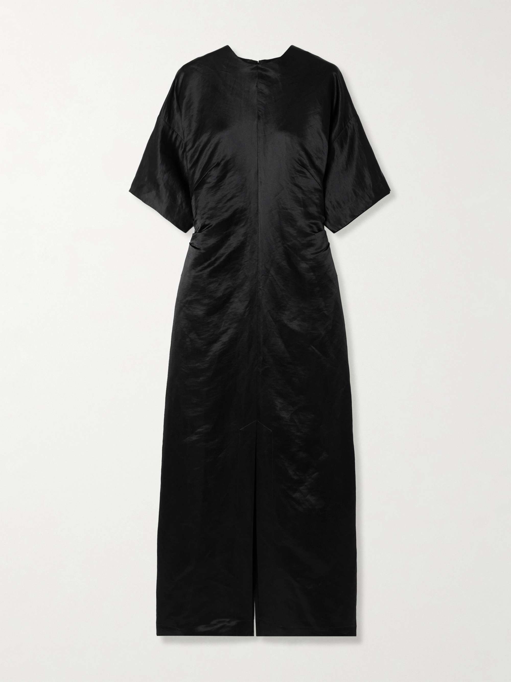 Ruby linen and silk-blend satin midi dress view