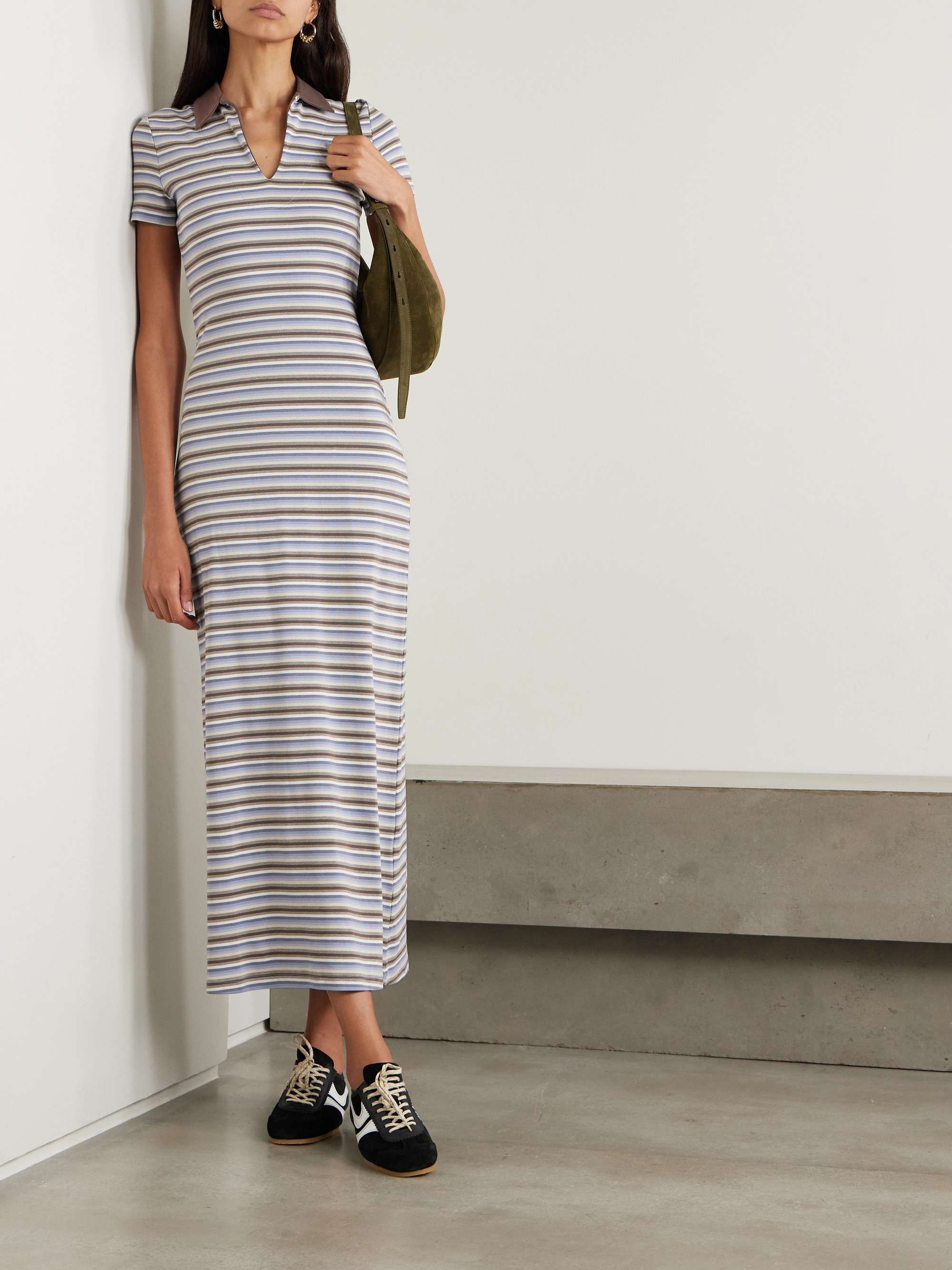 Tiesse striped cotton-jersey midi dress view