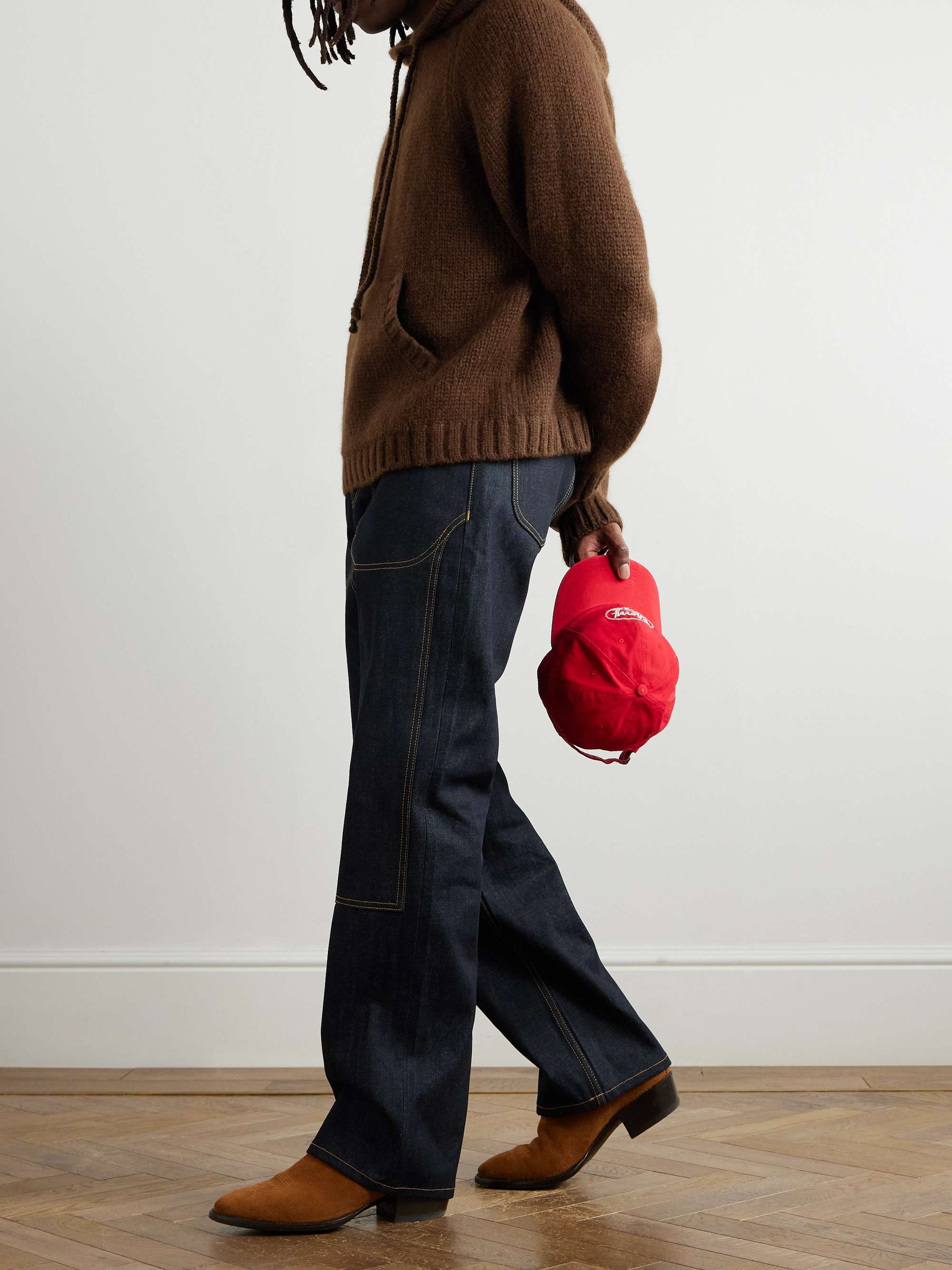 Straight-Leg Panelled Indigo-Dyed Jeans view