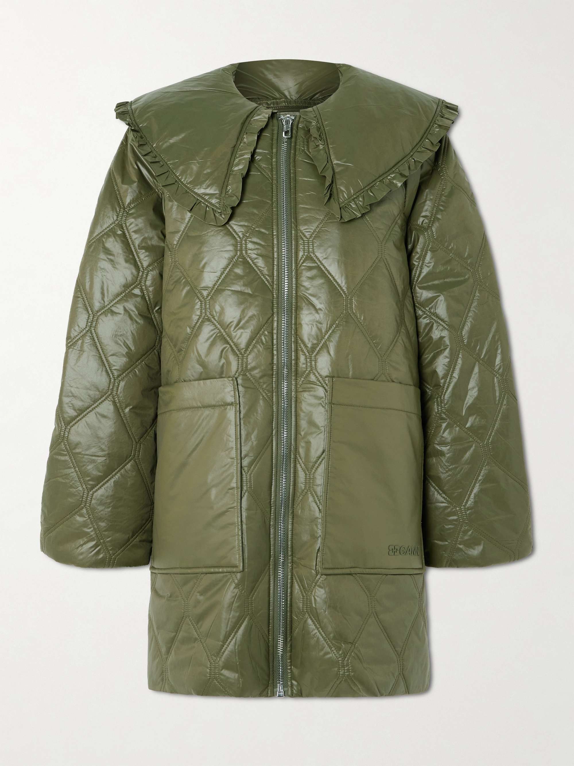 Ruffled quilted padded recycled-shell jacket view