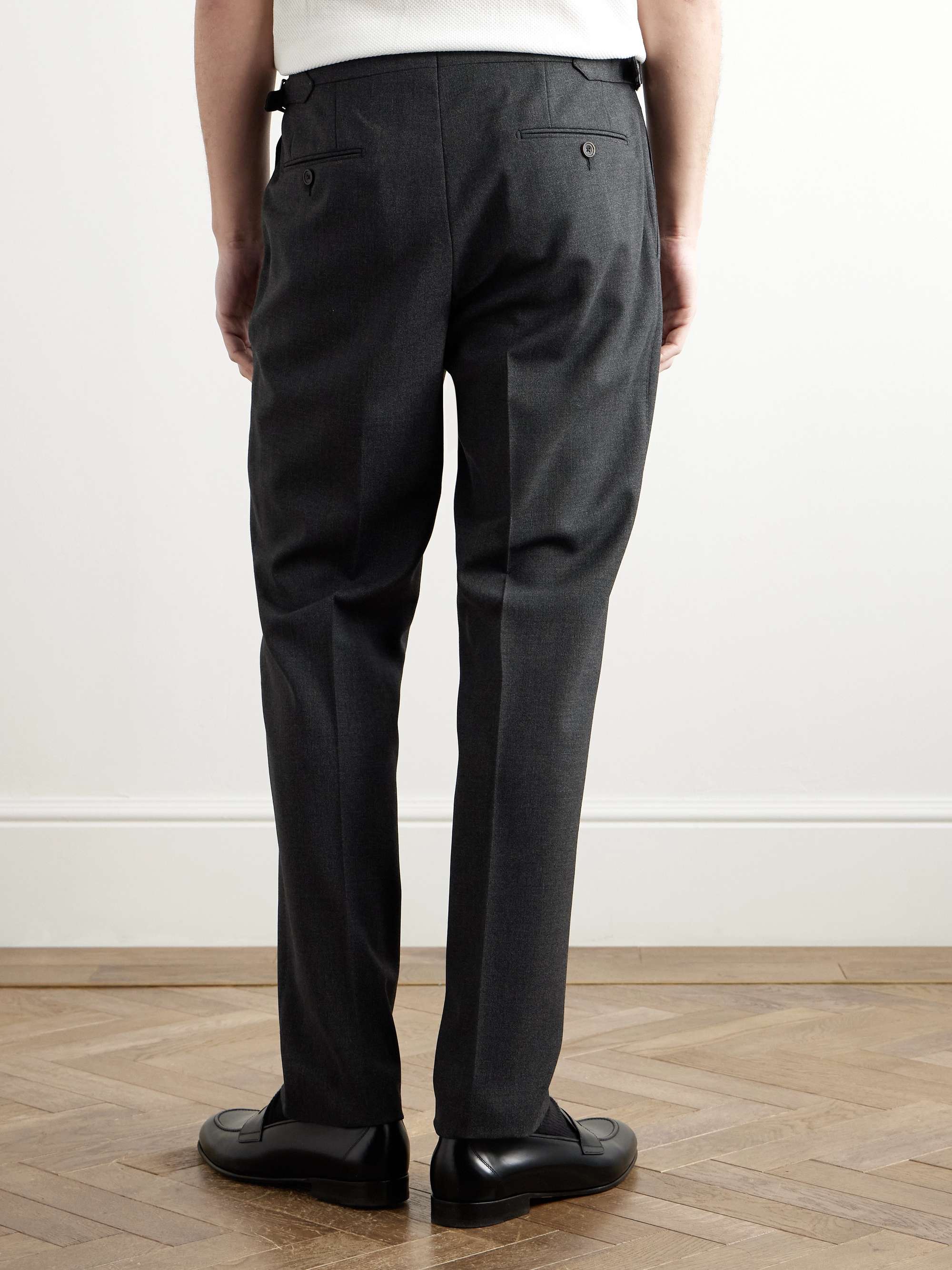Straight-Leg Peated Wool Trousers view