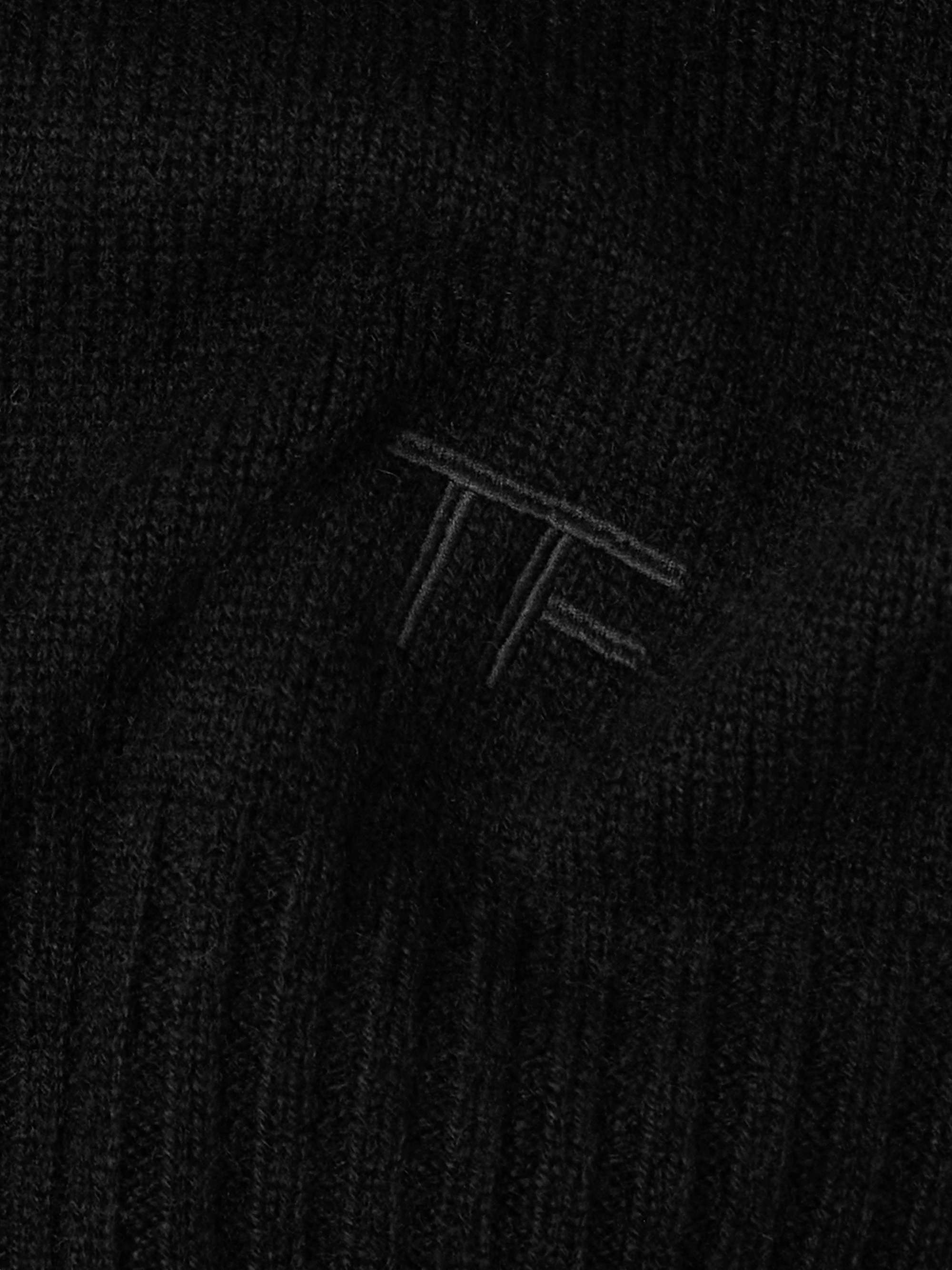 Logo-Embroidered Brushed-Cashmere Hoodie view