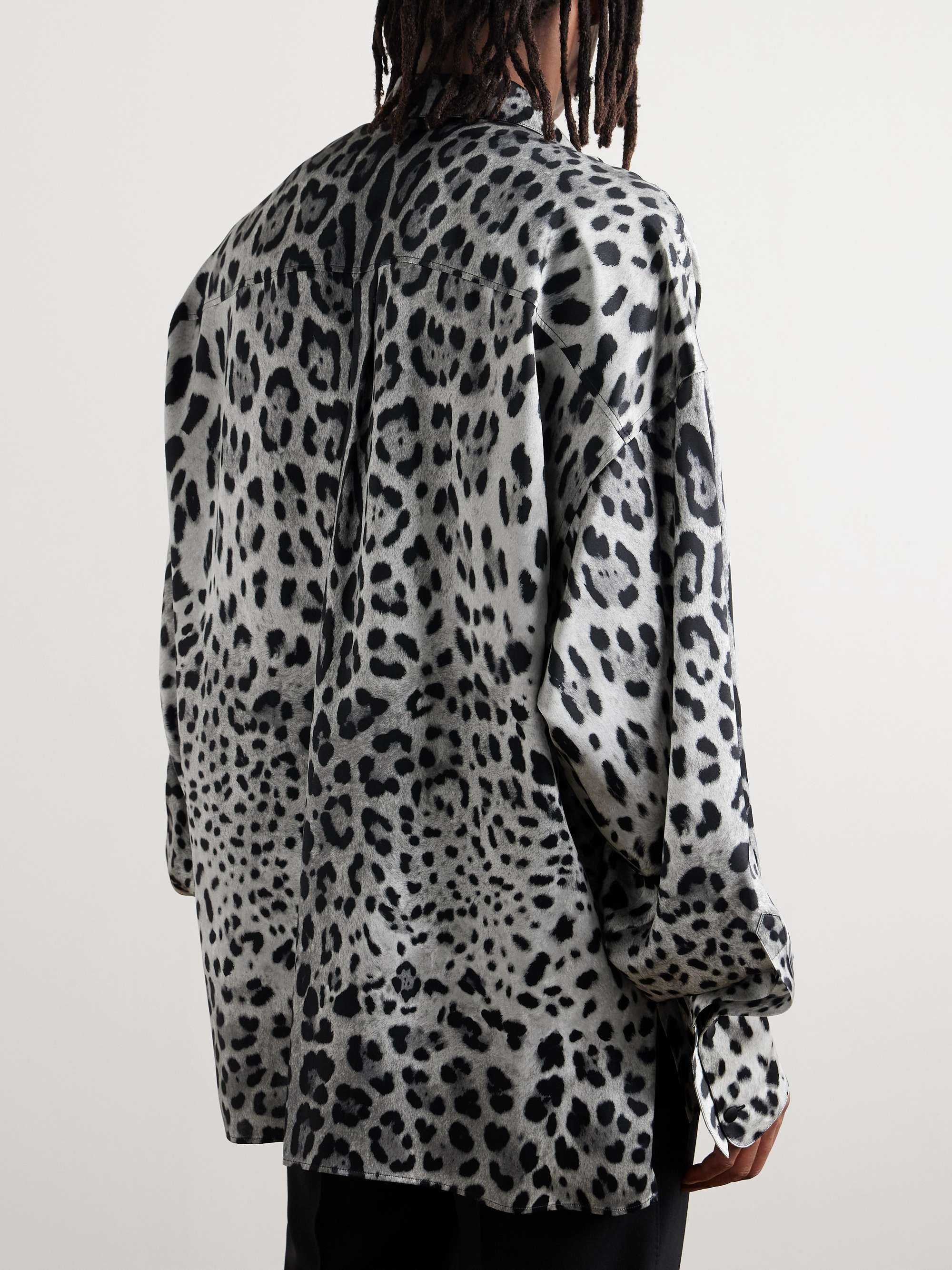 Oversized Leopard-Print Silk Shirt view
