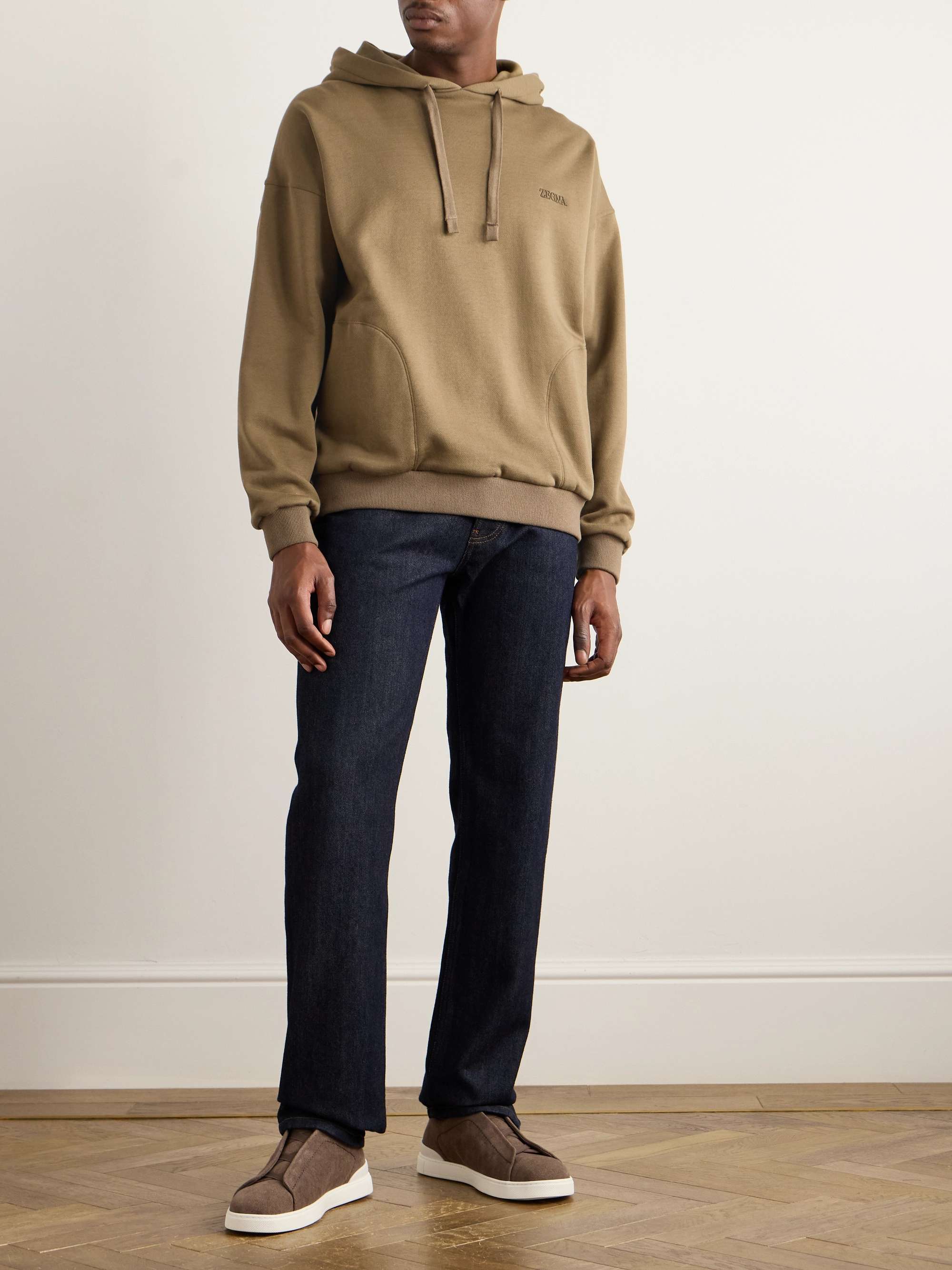 Logo-Embroidered Cotton-Blend Jersey Hoodie view