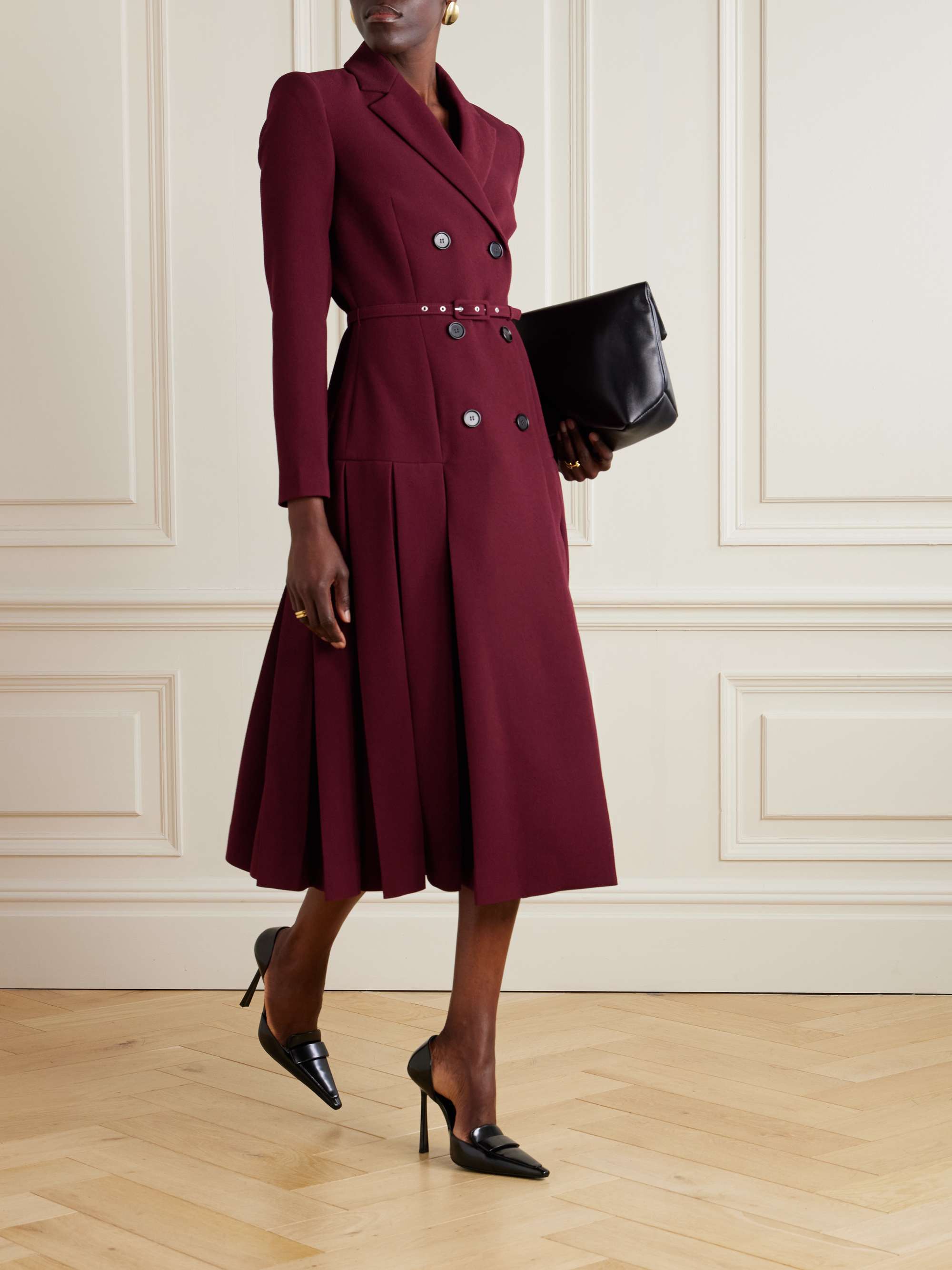 Chaney belted double-breasted crepe coat view