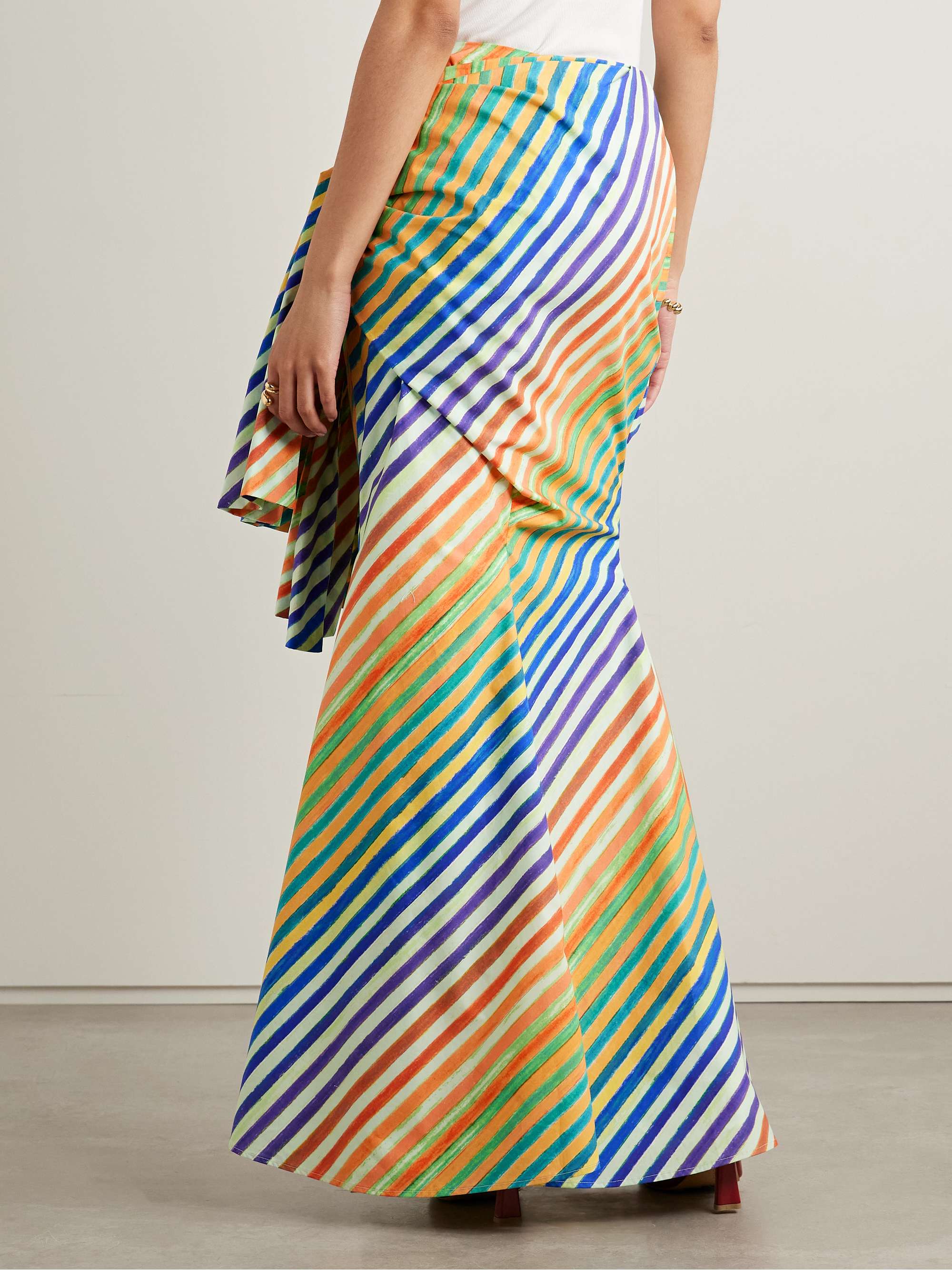 Crayon knotted striped cotton-poplin maxi skirt view