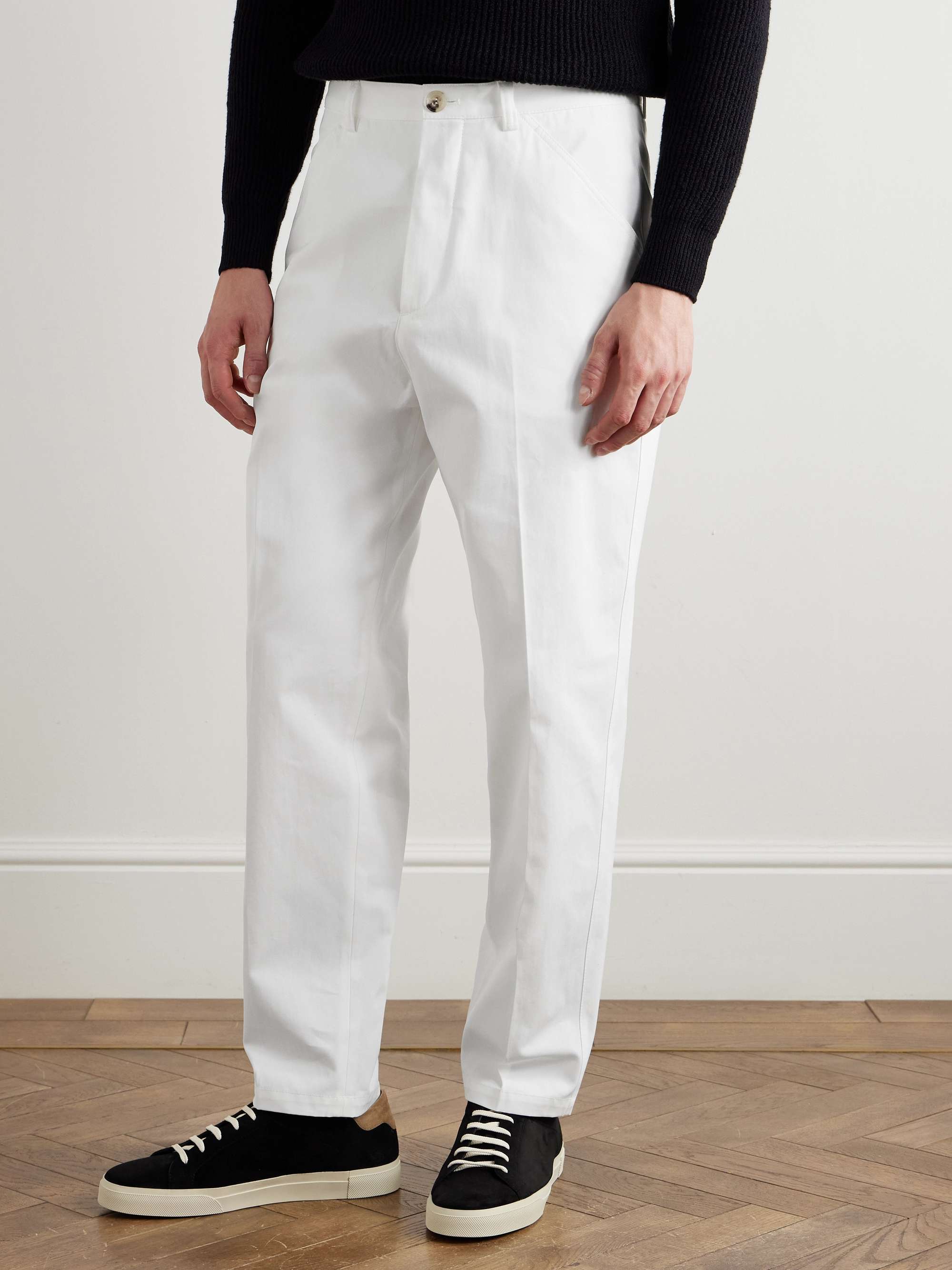 Straight-Leg Pleated Cotton Trousers view