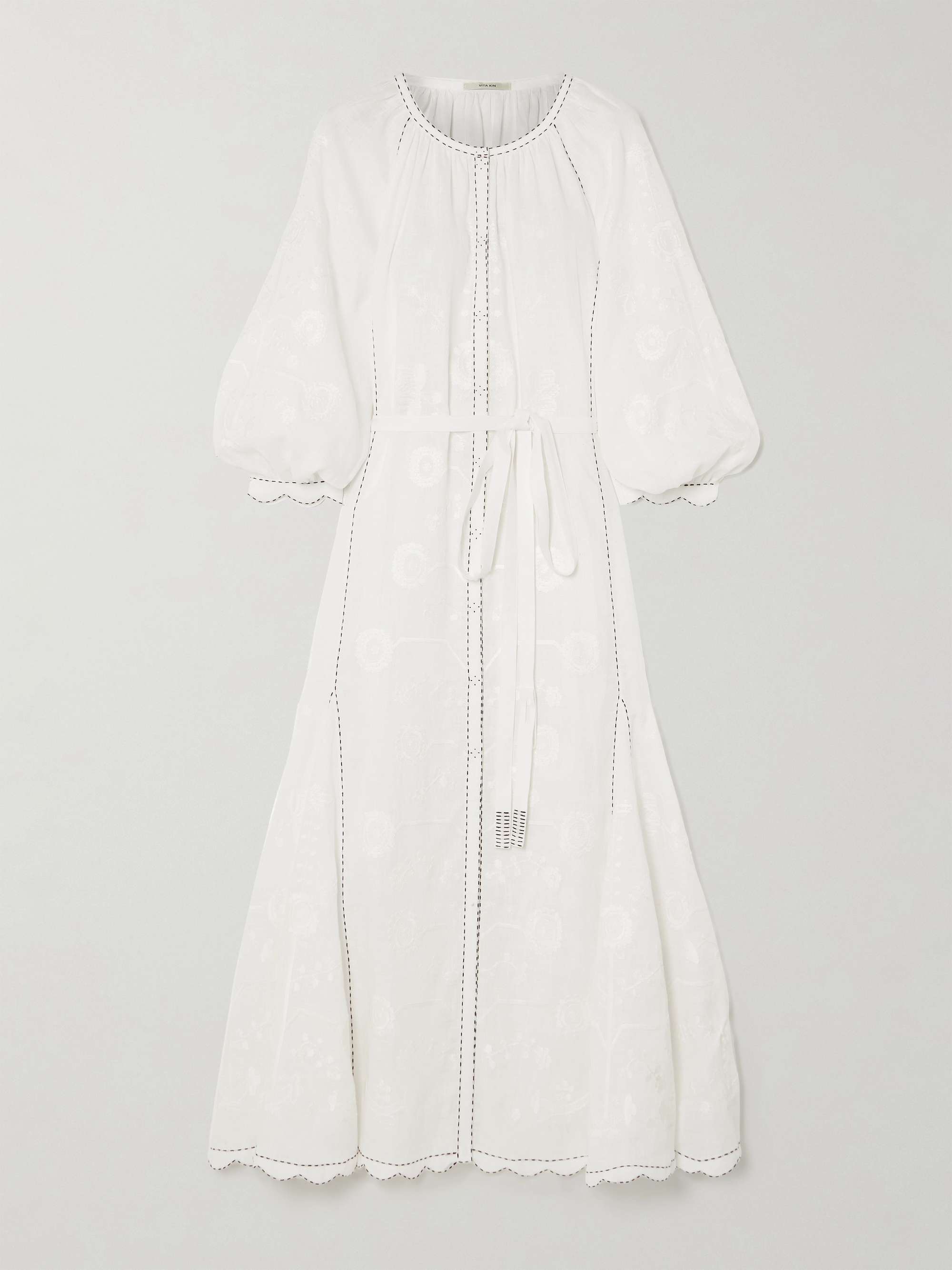 Nathalie belted scalloped embroidered linen maxi dress view