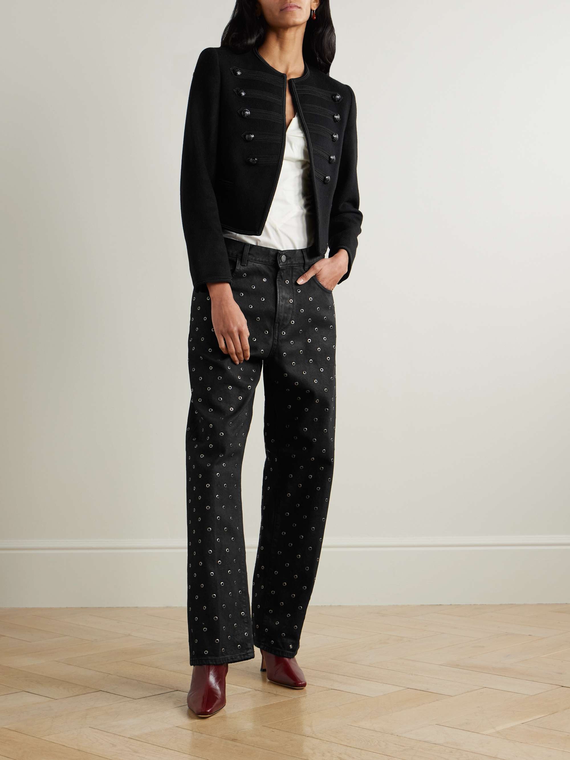 Bonnie embellished high-rise straight-leg jeans view