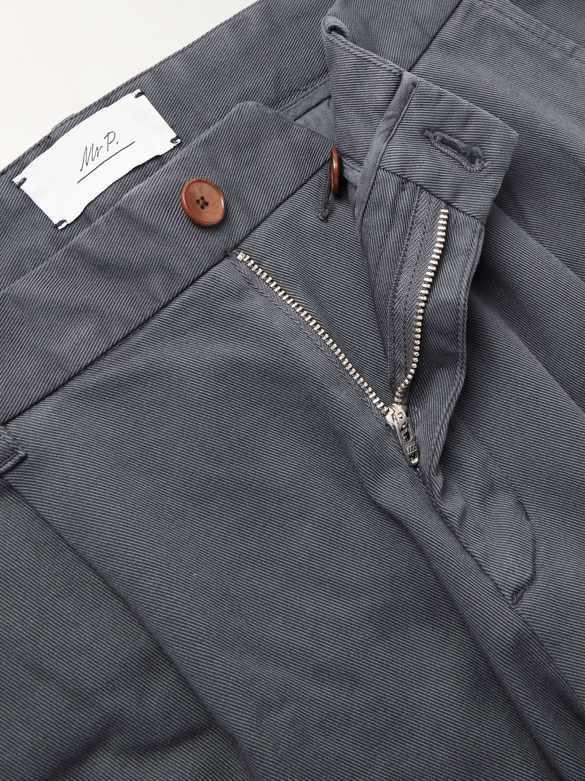 Edward Straight-Leg Pleated Cotton-Blend Cavalry Twill Trousers view