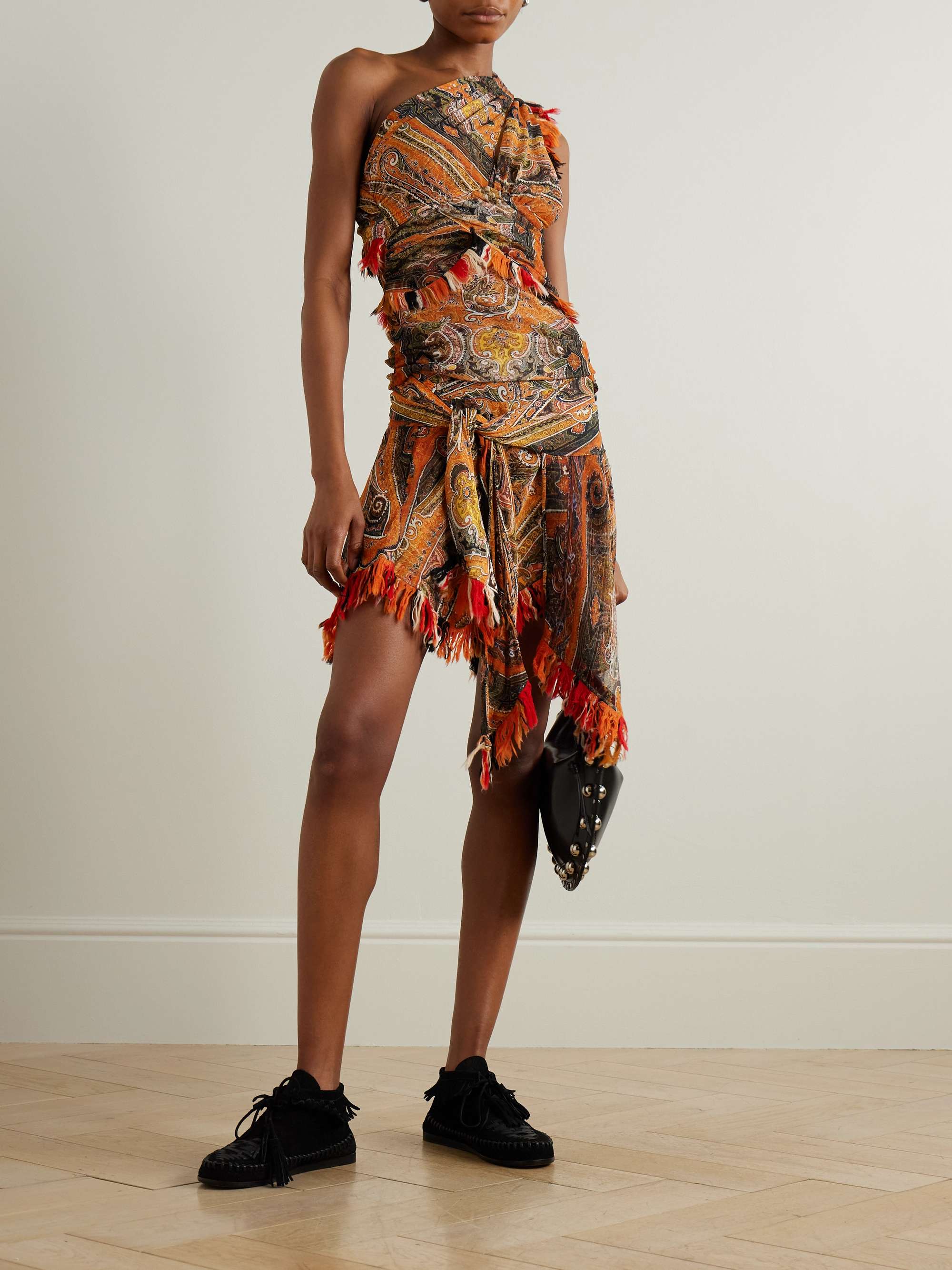 Dova shirred paisley-print georgette mini skirt view
