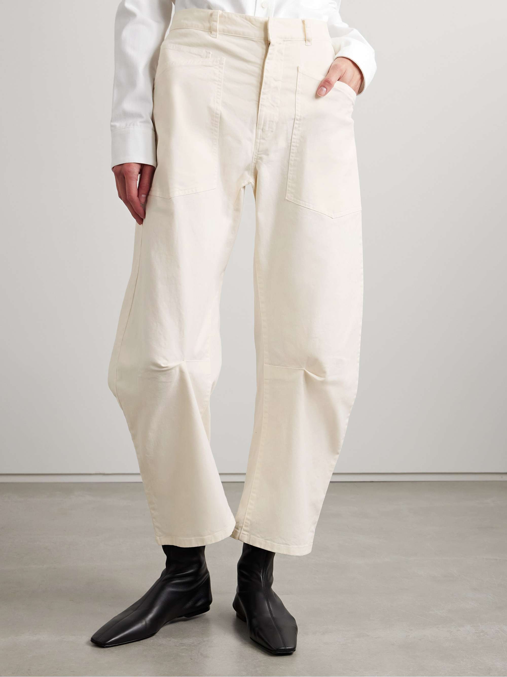 Shon cotton-blend twill barrel-leg pants view