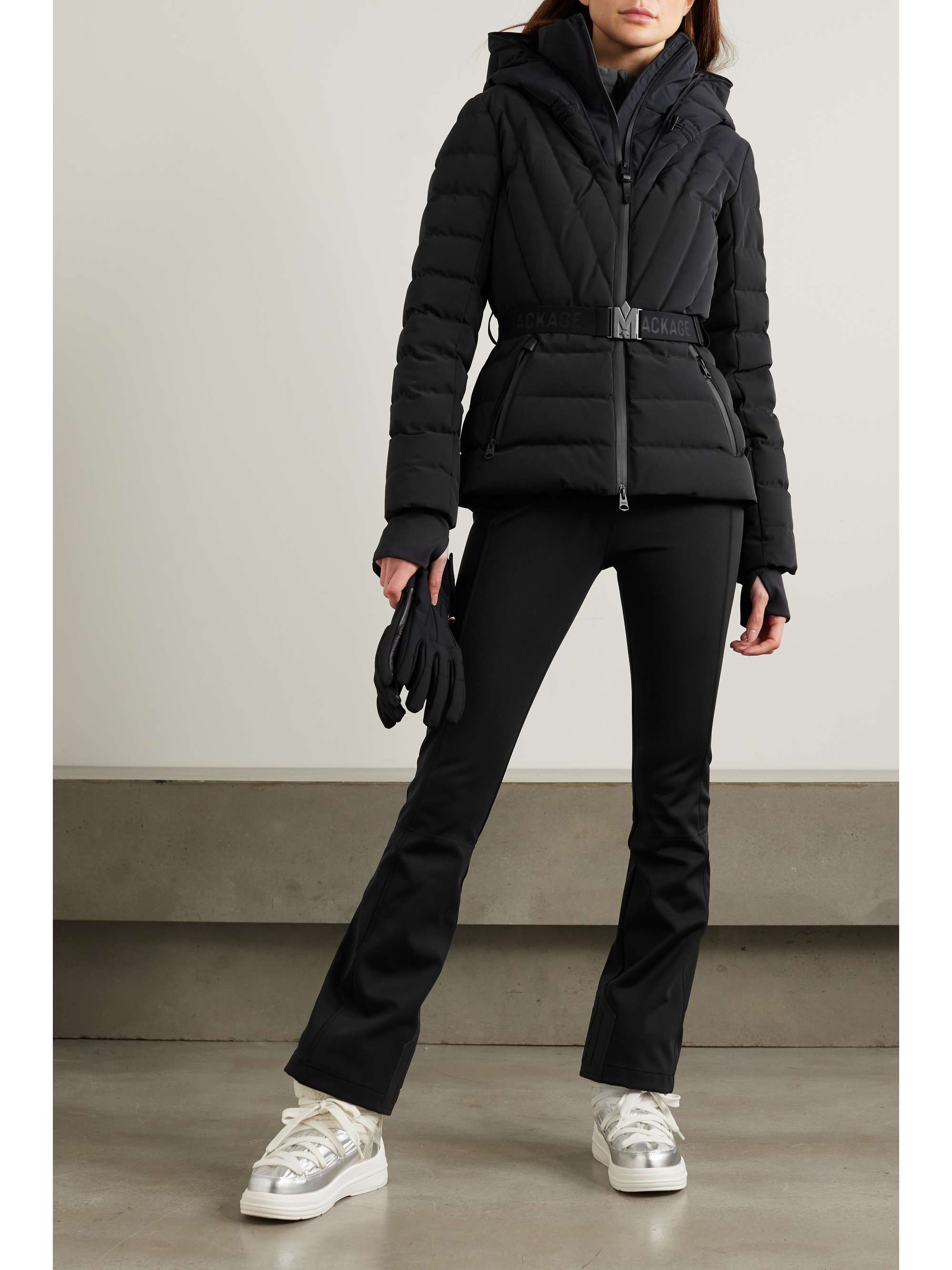 + NET SUSTAIN Elita hooded belted quilted down ski jacket view